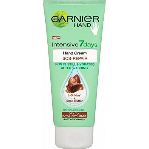 Garnier Intensive 7 Days SOS Repair Hand Cream with Shea Butter - 100ml Hydrating & Nourishing Hand Moisturizer for Dry, Cracked Skin - Perfect for Winter Care, Overnight Treatment & Daily Hand Protection