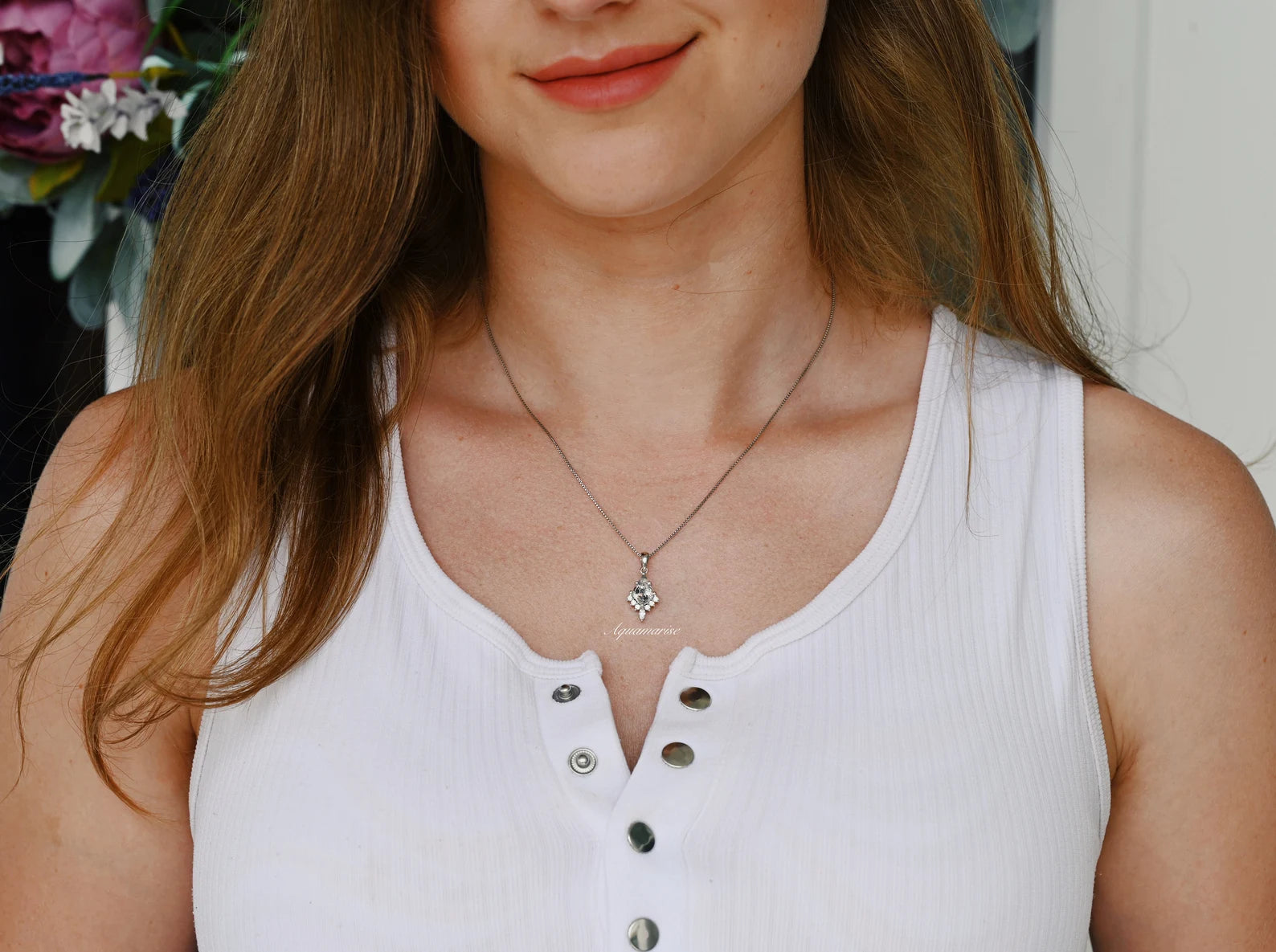 Galaxy Raw Salt & Pepper Diamond (Herkimer Diamond) Pendant Necklace in Sterling Silver - Unique Handmade Jewelry for Women, Boho Chic Fashion & Special Occasion Gifts