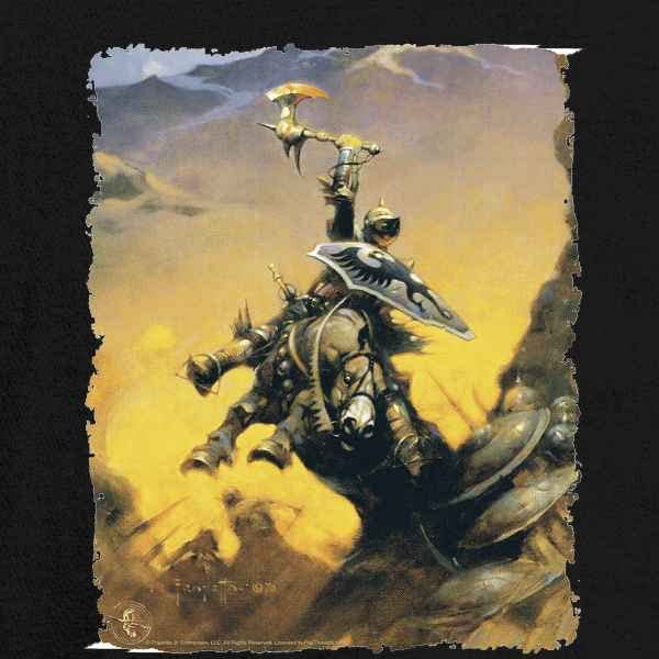 Frank Frazetta Eternal Champion Art Graphic T-Shirt for Men | Pop Threads Official | Vintage Fantasy Tee for Casual Wear, Gaming & Comic Con