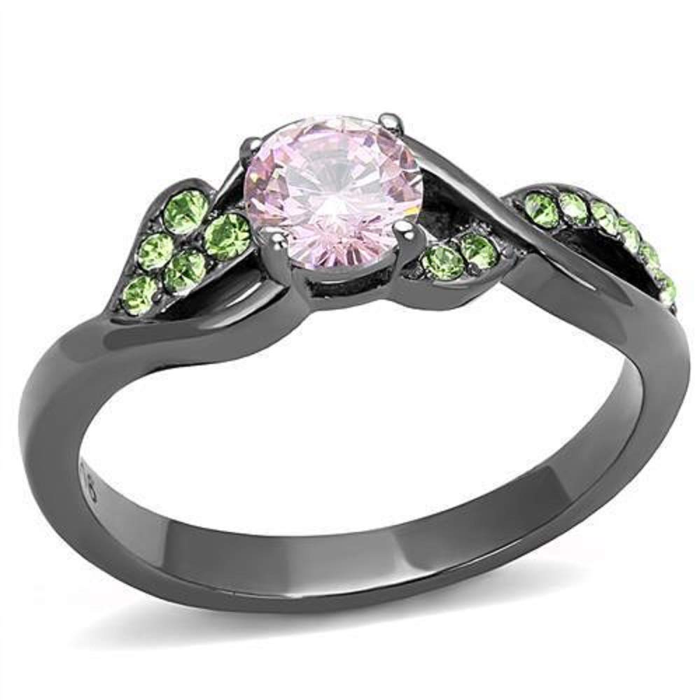 WildKlass Stainless Steel CZ Ring for Women - Light Black IP Gun Finish for Elegant Occasions