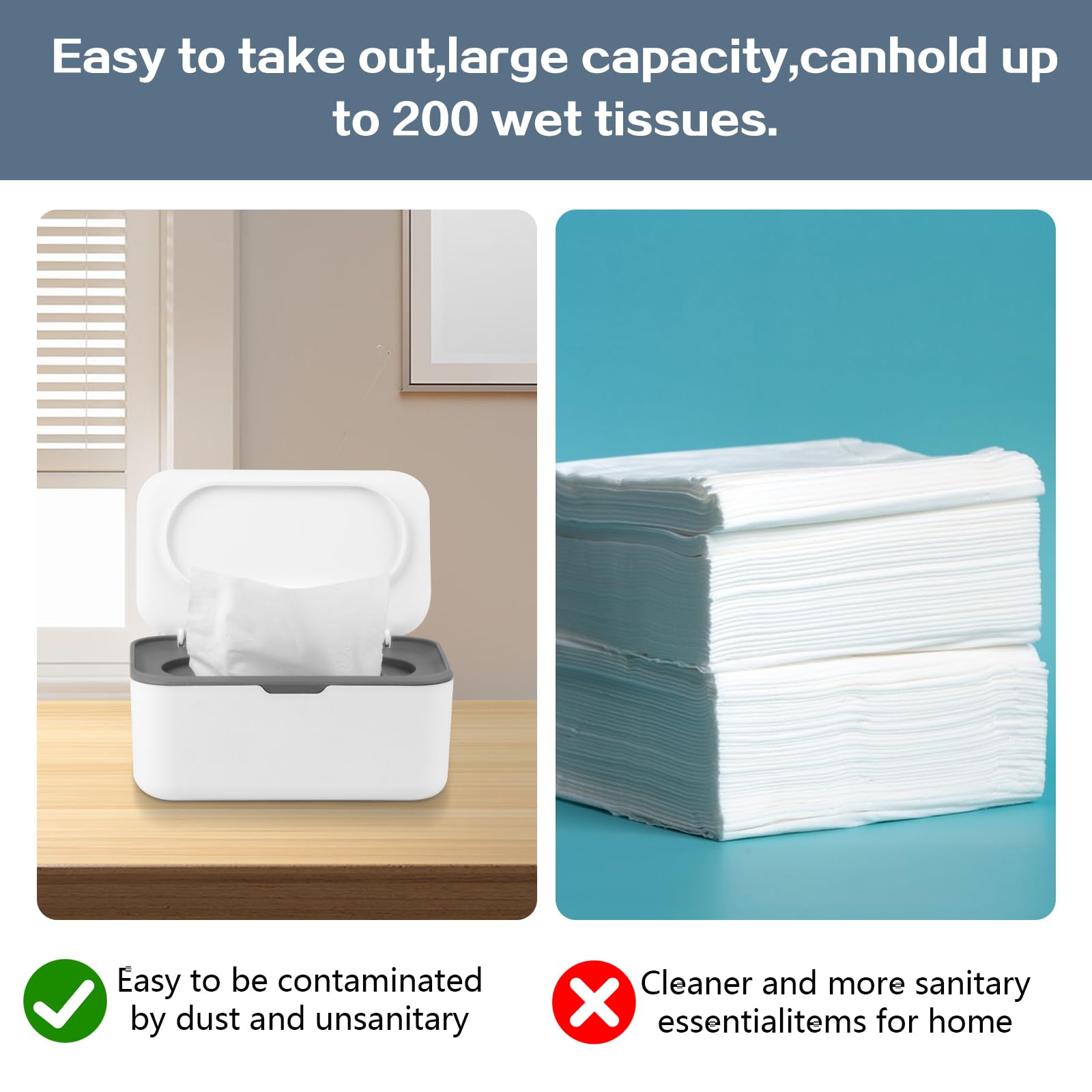 2 Pack Baby Wipes Dispenser, Plastic Wet Wipes Container, Toilet Paper Wet Wipe Holder - Perfect for Diaper Bags, Nursery, Bathroom & Travel Organization