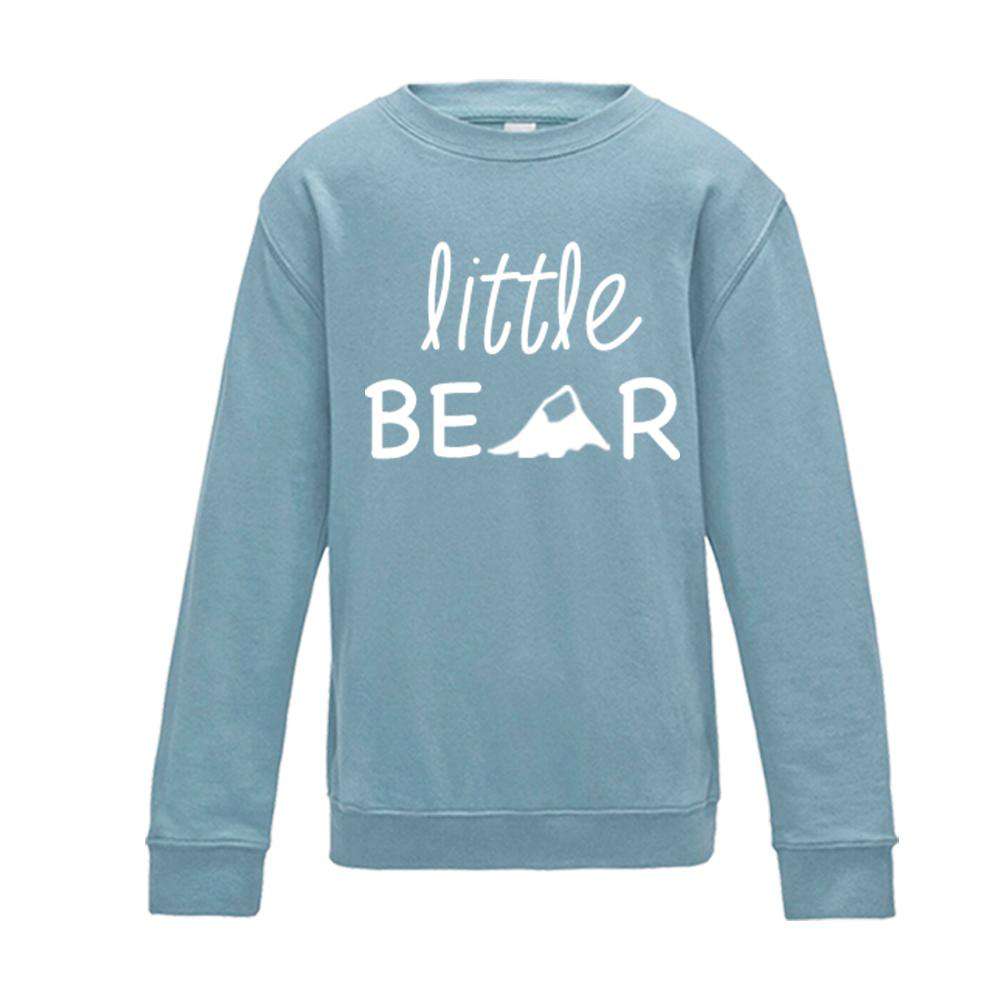 Bear Family Matching Crew Sweatshirts - Soft Pastel Blue Cotton Set for Mom Dad Kids - Cozy Family Outfits for Holidays, Photos & Casual Wear