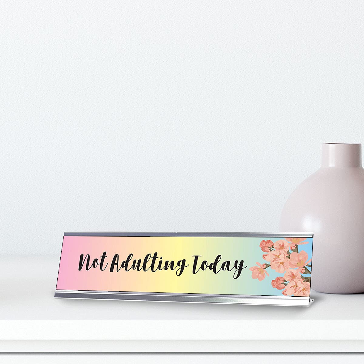 Not Adulting Today Desk Sign - Funny Office Decor, Motivational Quote Plaque (2 x 8 Inches) - Perfect for Work Desks, Home Offices & Gifts