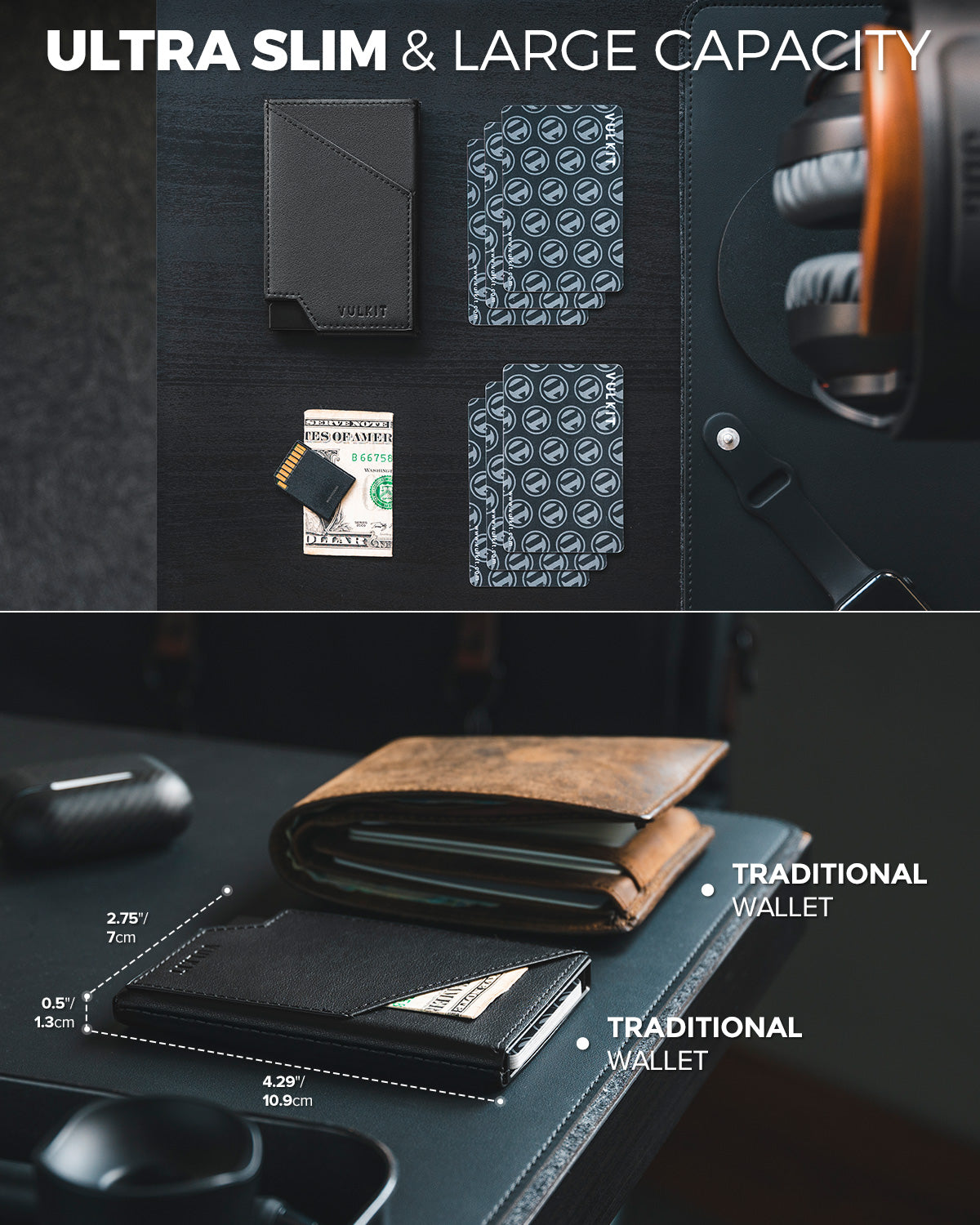 VC401 New Patented Slim Card Holder with Front & Back Pockets - Perfect for Credit Cards, IDs & Cash - Ideal for Travel, Business & Everyday Use