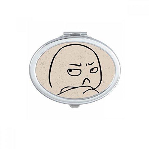 DIYthinker Angry Strabismus Black Happy Oval Mirror - Portable Folding Double-Sided Makeup Mirror for Travel, Home Vanity & Handbag (Fun Novelty Gift)