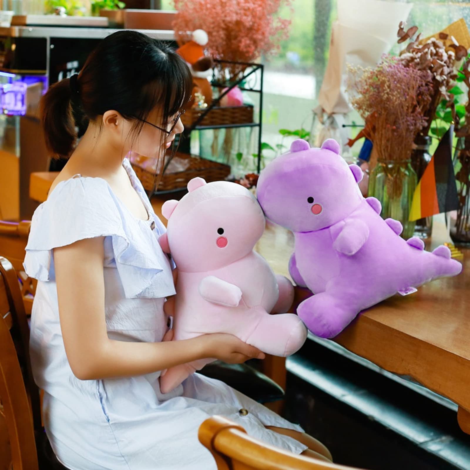 **Soft Purple Dinosaur Plush Toy - 20 Inch Cute Fat Dino Stuffed Animal for Kids, Perfect Birthday Gift for Boys & Girls - Great for Cuddling, Nursery Decor, and Playtime Fun**