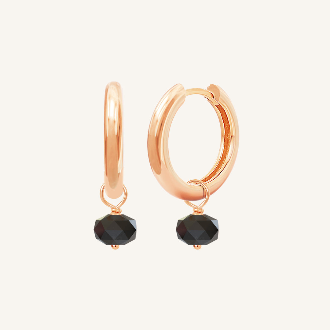 Opulent Black Spinel Plain Hoop Earrings - Natural Energy Stone Jewelry for Women | Perfect for Meditation, Yoga & Spiritual Healing