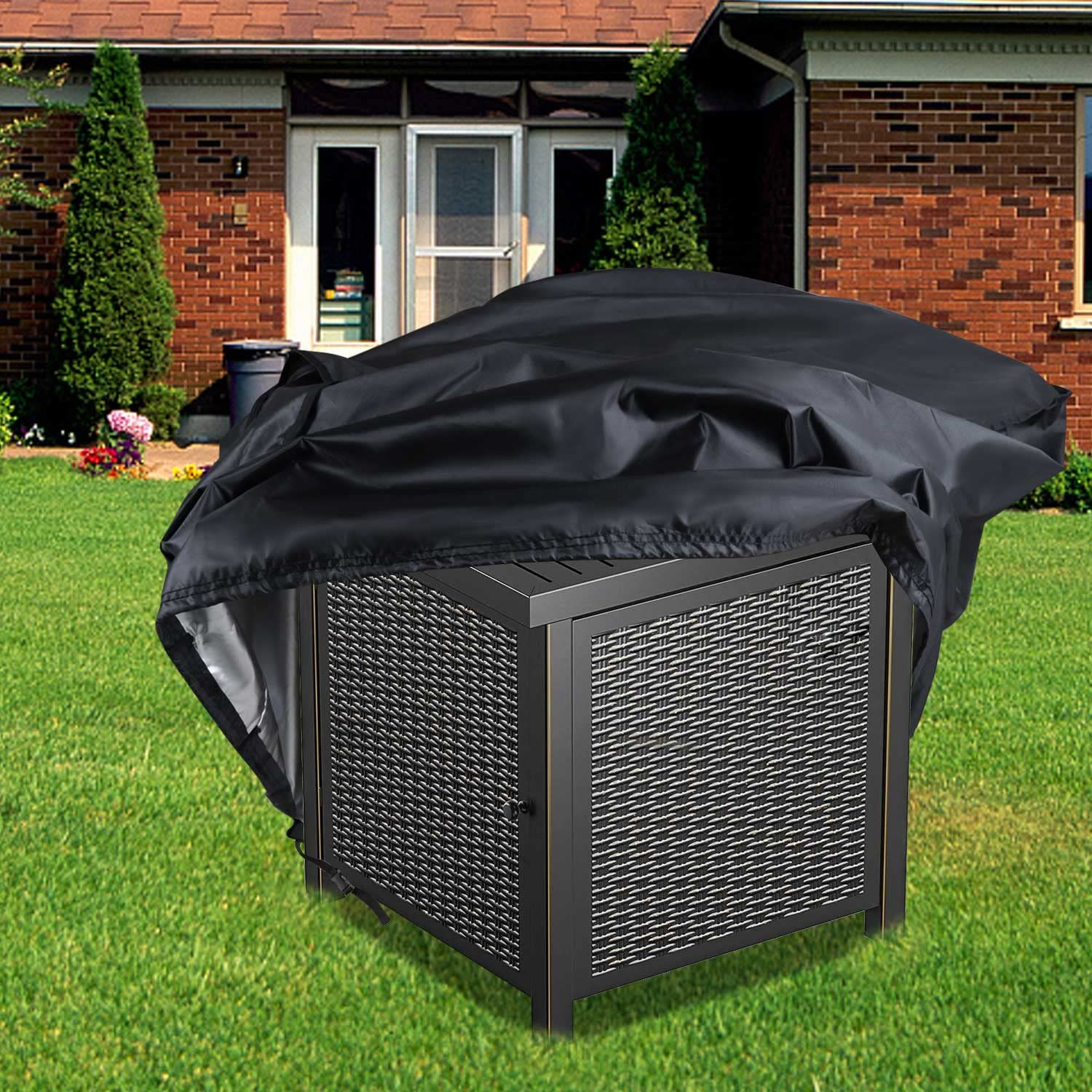 **28 Inch Square Fire Pit Cover - Heavy Duty Waterproof Fireplace Cover for Propane & Gas Fire Pits - 28 x 28 Inches - Perfect for Outdoor Patio, Deck, and Backyard Protection**
