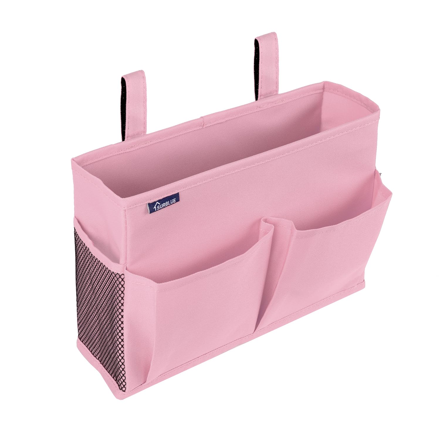 Surblue Hanging Bed Organizer - 8 Pocket Storage Bag for Bunk Beds, Hospital Beds & Dorm Rooms | Space-Saving Solution for Baby Bed Rails & Camping (Small, Pink) | Perfect for College Students, Parents & Travelers