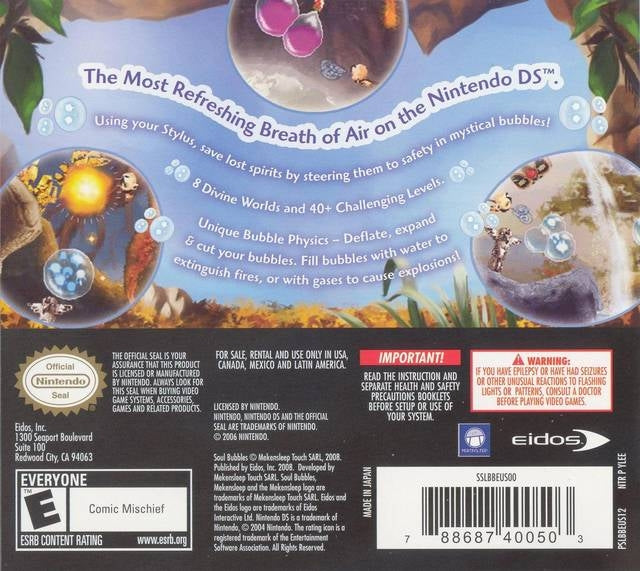 Used Soul Bubbles DS Video Game - Retro Nintendo DS Adventure Game for Kids & Collectors | Perfect for Travel, Gifts & Nostalgic Gaming