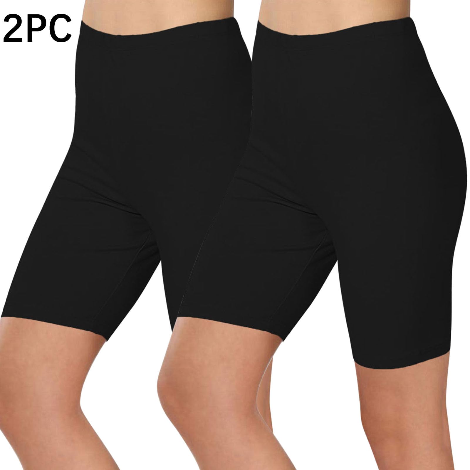 High Waisted Legging Shorts for Women 2 Pack - Plus Size Workout Shorts, Yoga Shorts, Casual Underwear Bottoms for Summer, Gym, Running, and Lounge