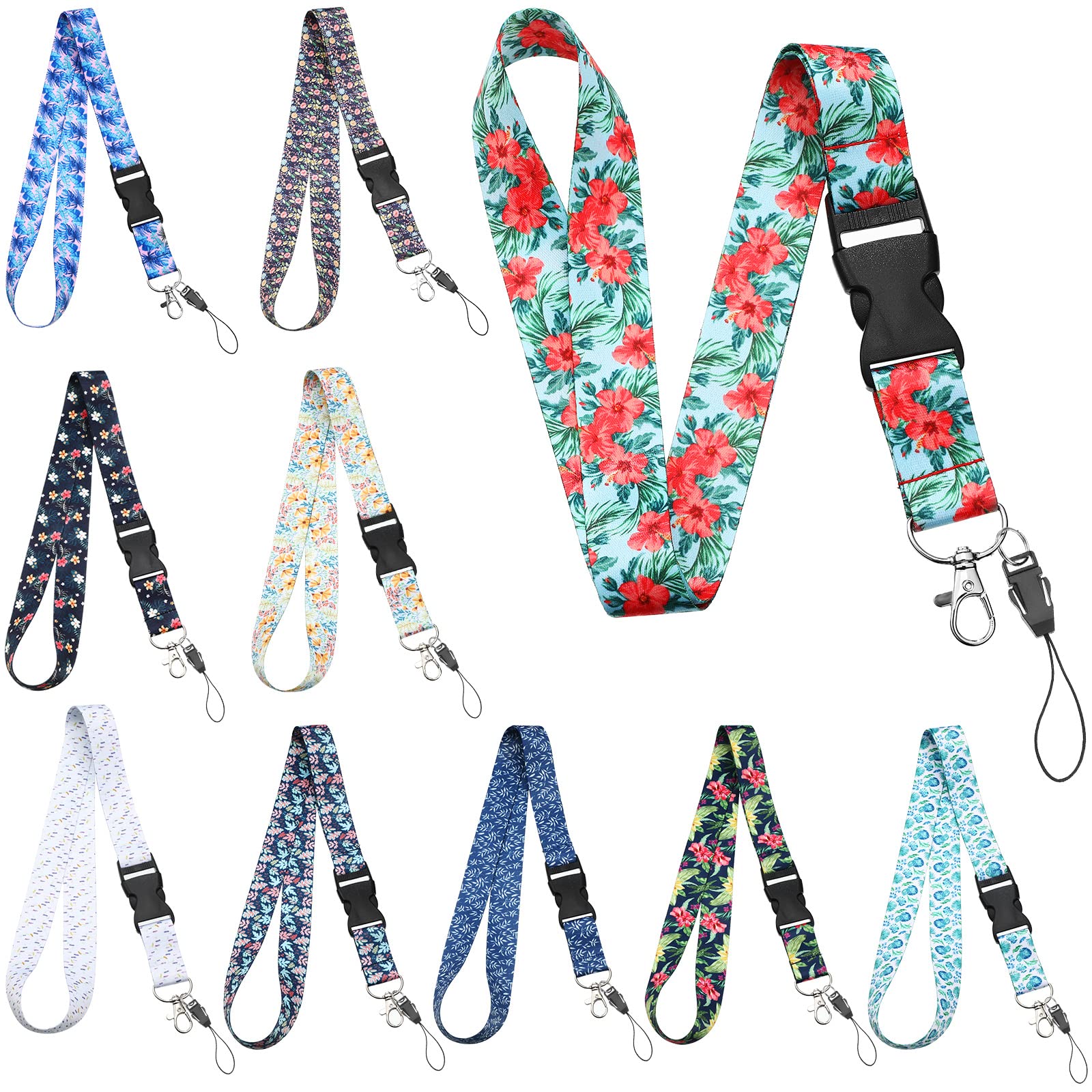 10pcs Detachable Key Lanyards for Women - ID Badge Holder & Phone Strap for Work & Travel