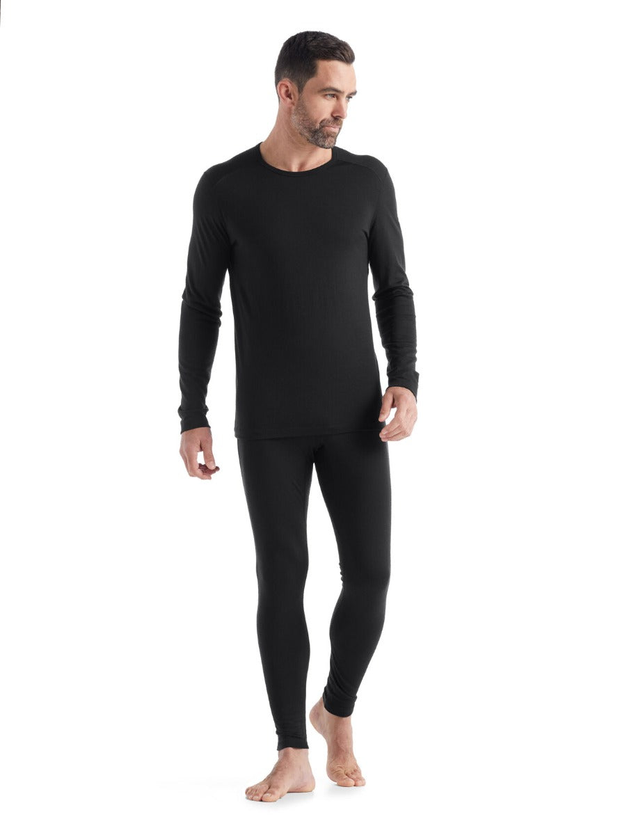 Icebreaker Men's 200 Oasis Merino Wool Thermal Base Layer Top - Black | Warm Winter Underwear for Hiking, Skiing & Outdoor Activities