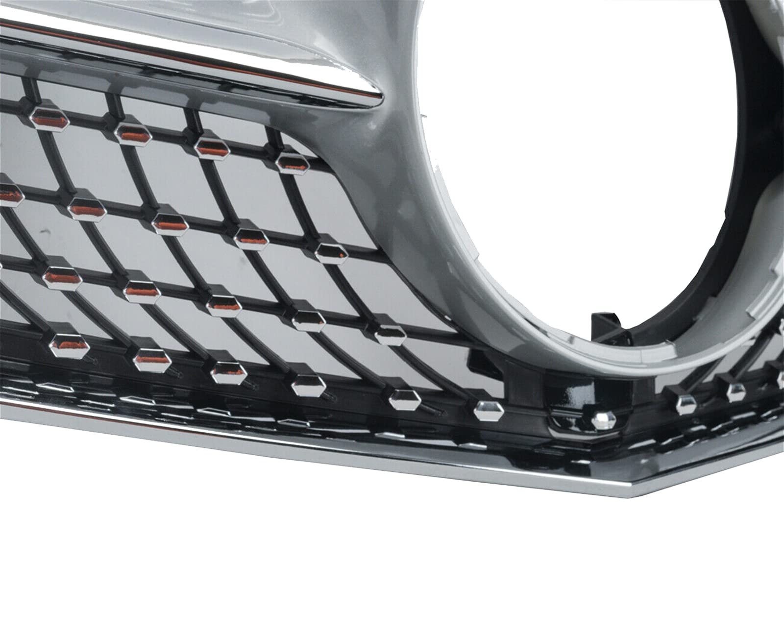 KARPAL Diamond Grille Grill for 2014-2017 Mercedes Benz W207 E-Class Coupe - Silver Chrome Mesh Front Bumper Replacement | Enhances Luxury Style for Car Shows & Daily Driving