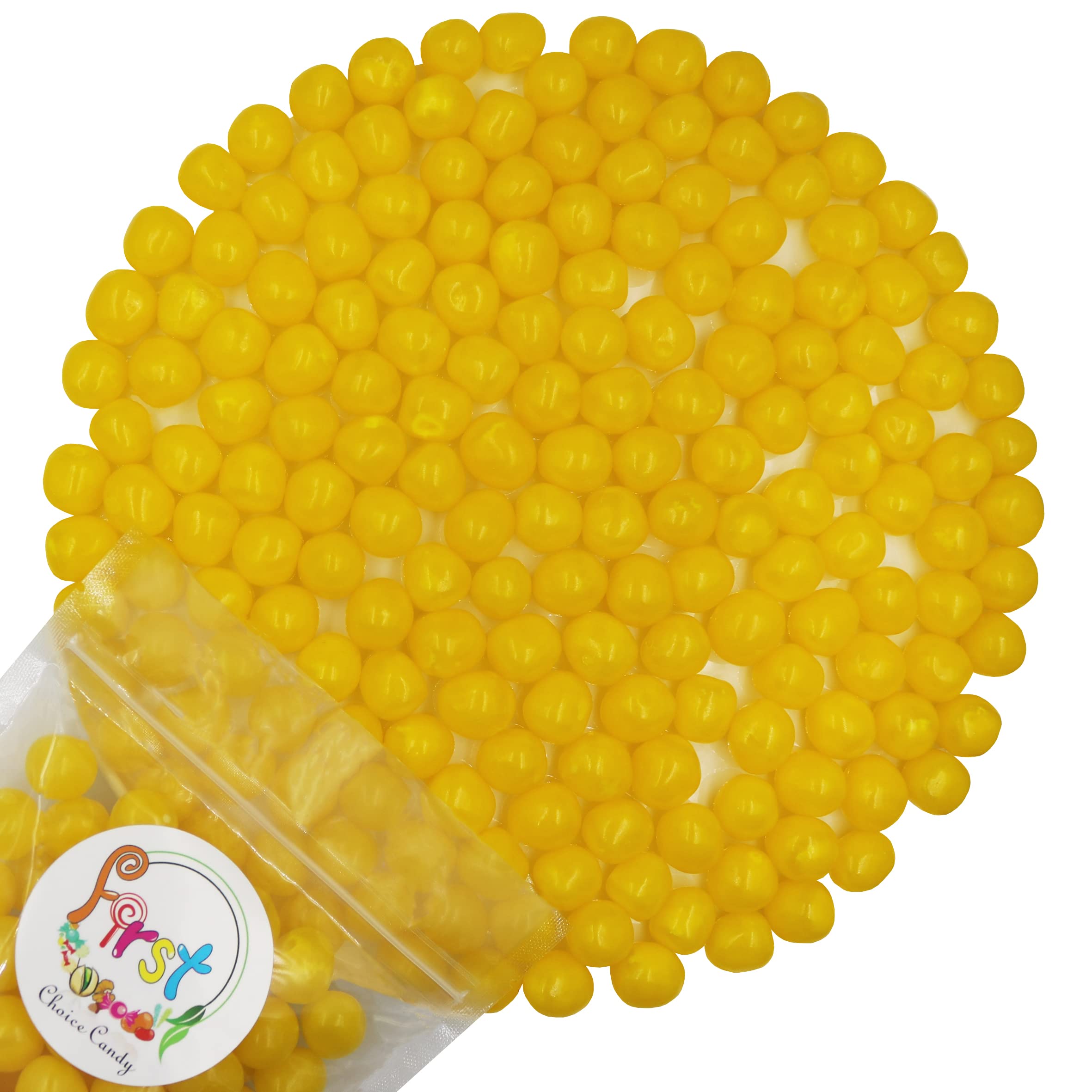 Sour Chewy Fruit Candy Balls - Yellow Lemon Flavor - 1 Pound Bag - Perfect for Parties, Movie Nights & Office Snacks