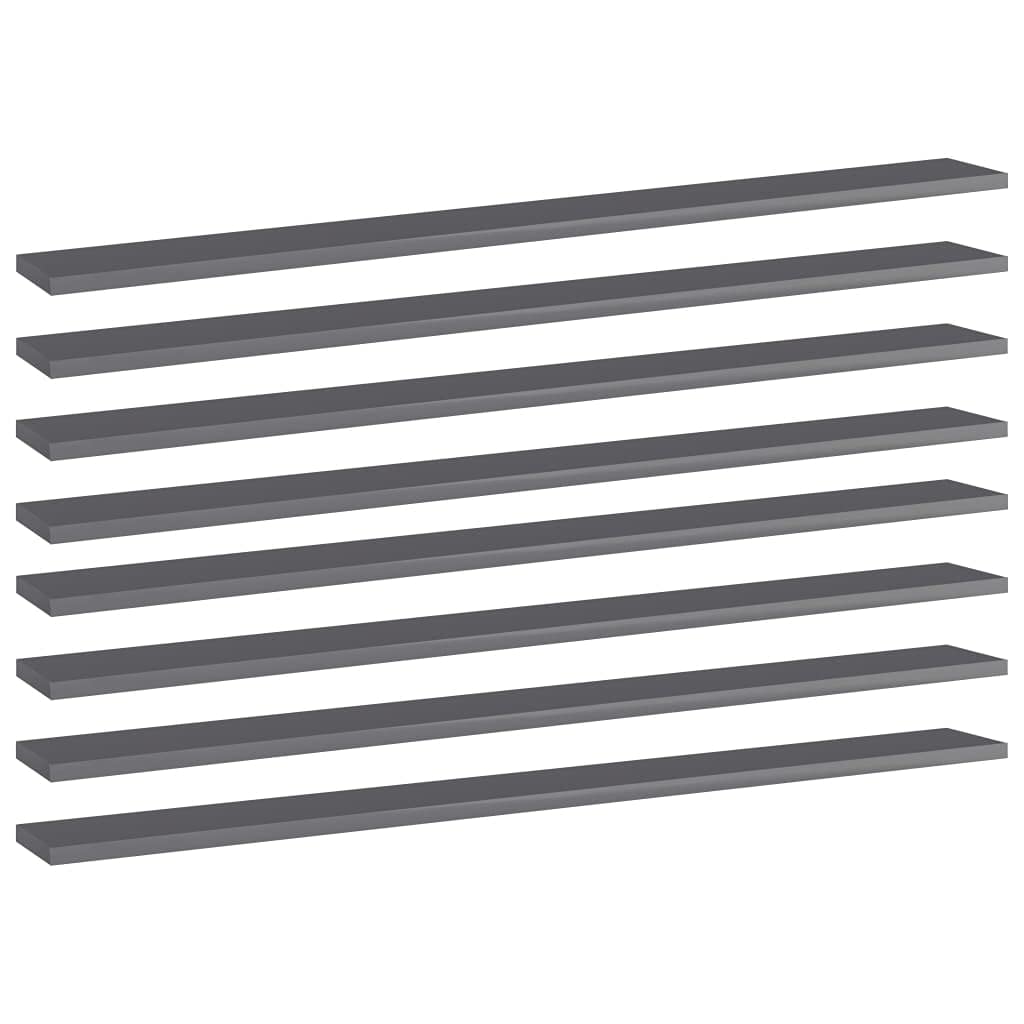 8-Piece High Gloss Gray Bookshelf Replacement Panels - Floating Shelves for Book Storage & Display - Organizer Shelves for Bookcases & Home Decor (Accessories Not Included) - Perfect for Living Room, Bedroom & Office Organization
