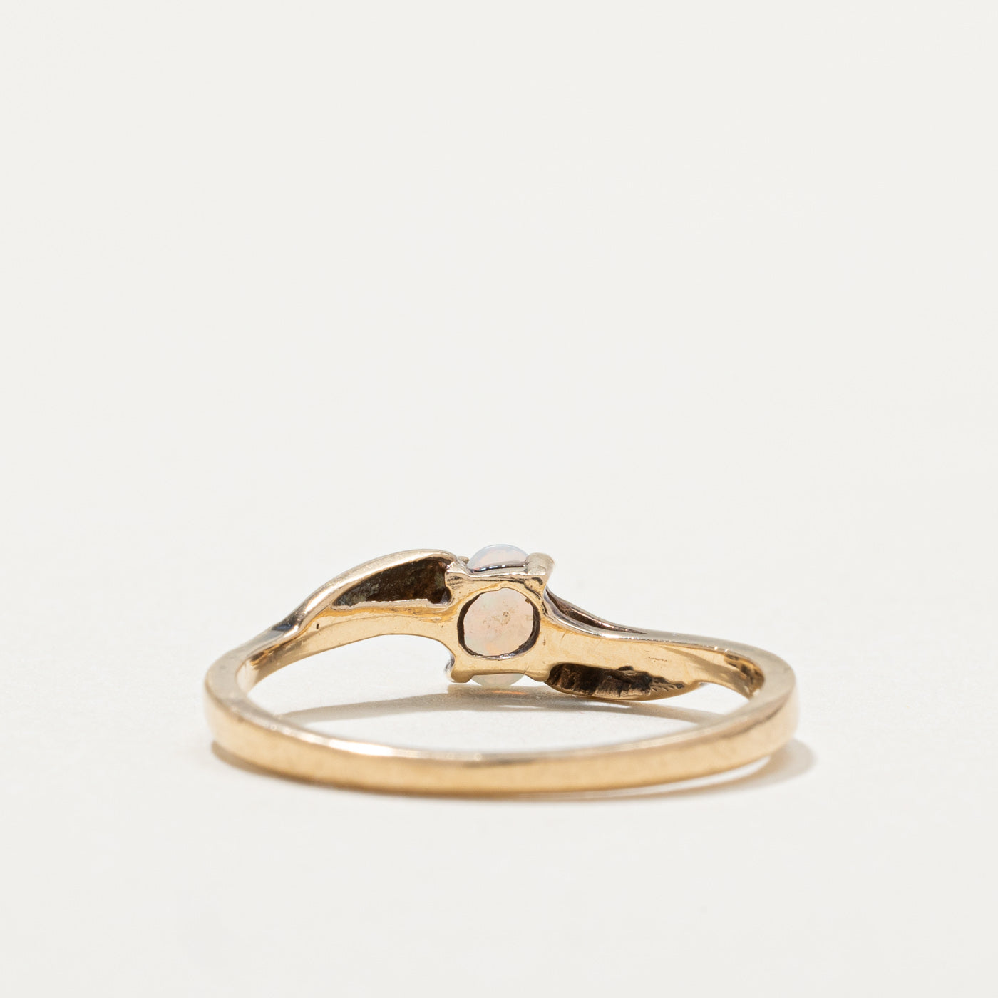 10K Two Tone Gold Opal Wave Ring - 0.12ct Natural Opal Gemstone - Size 6.75 - Elegant Boho Jewelry for Women - Perfect for Weddings, Anniversaries & Everyday Wear