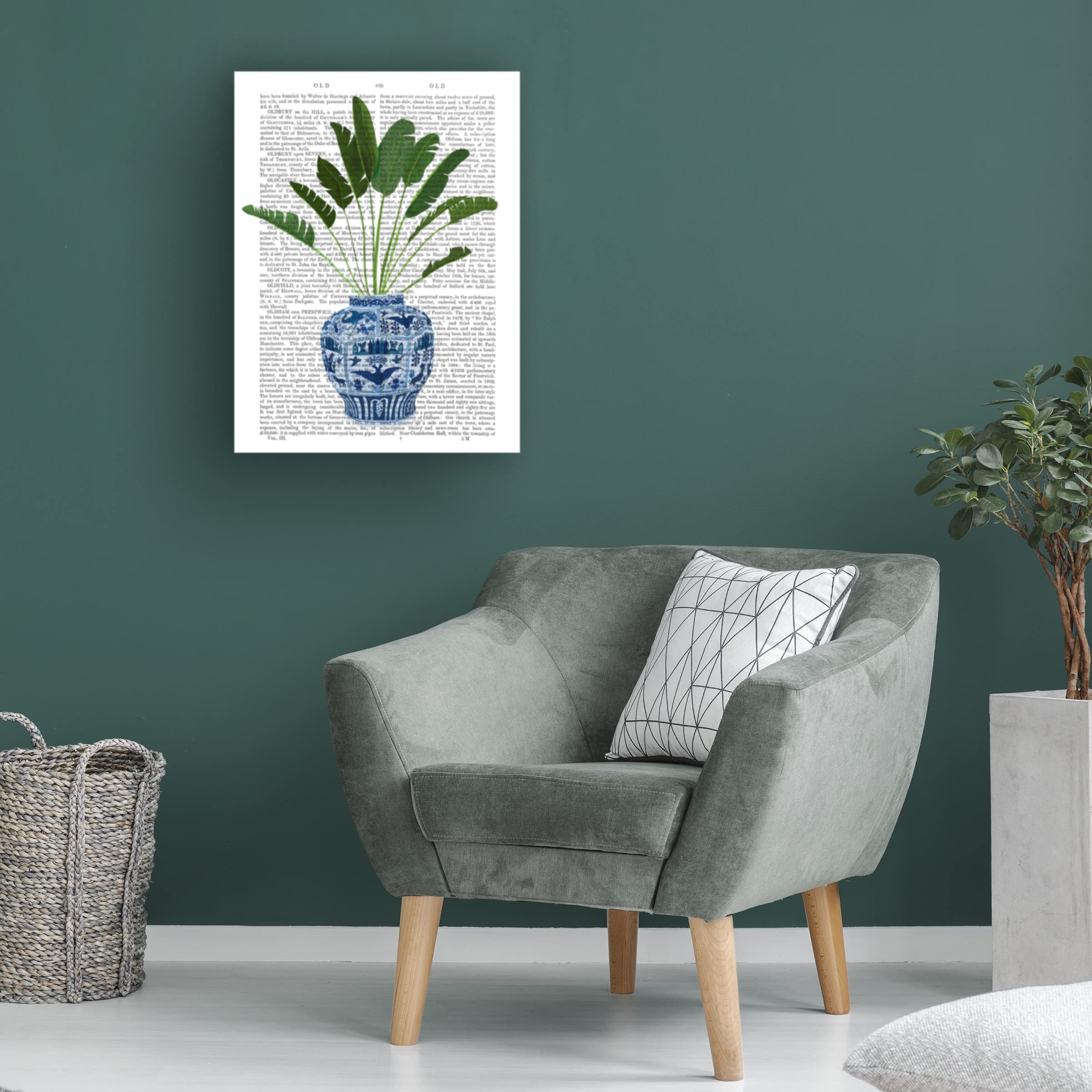 Trademark Fine Art 'Chinoiserie Vase 5 With Plant Book Print' Canvas Wall Art by Fab Funky - Perfect for Living Room, Bedroom & Office Decor
