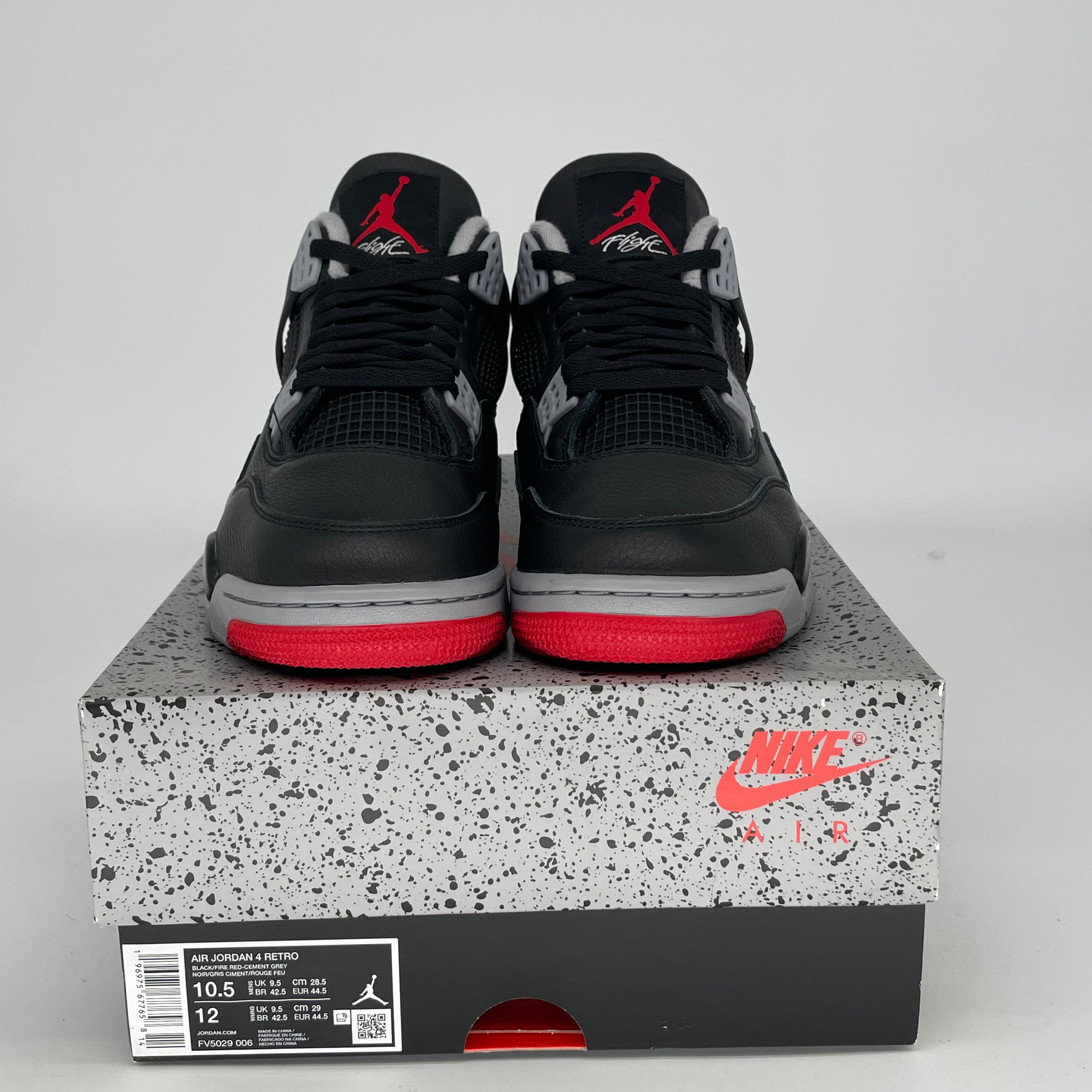 Original Air Jordan 4 Bred Reimagined Men's Basketball Shoes - Size 10.5 (12W) - Style FV5029-006 | Retro Sneakers for Streetwear & Basketball Performance