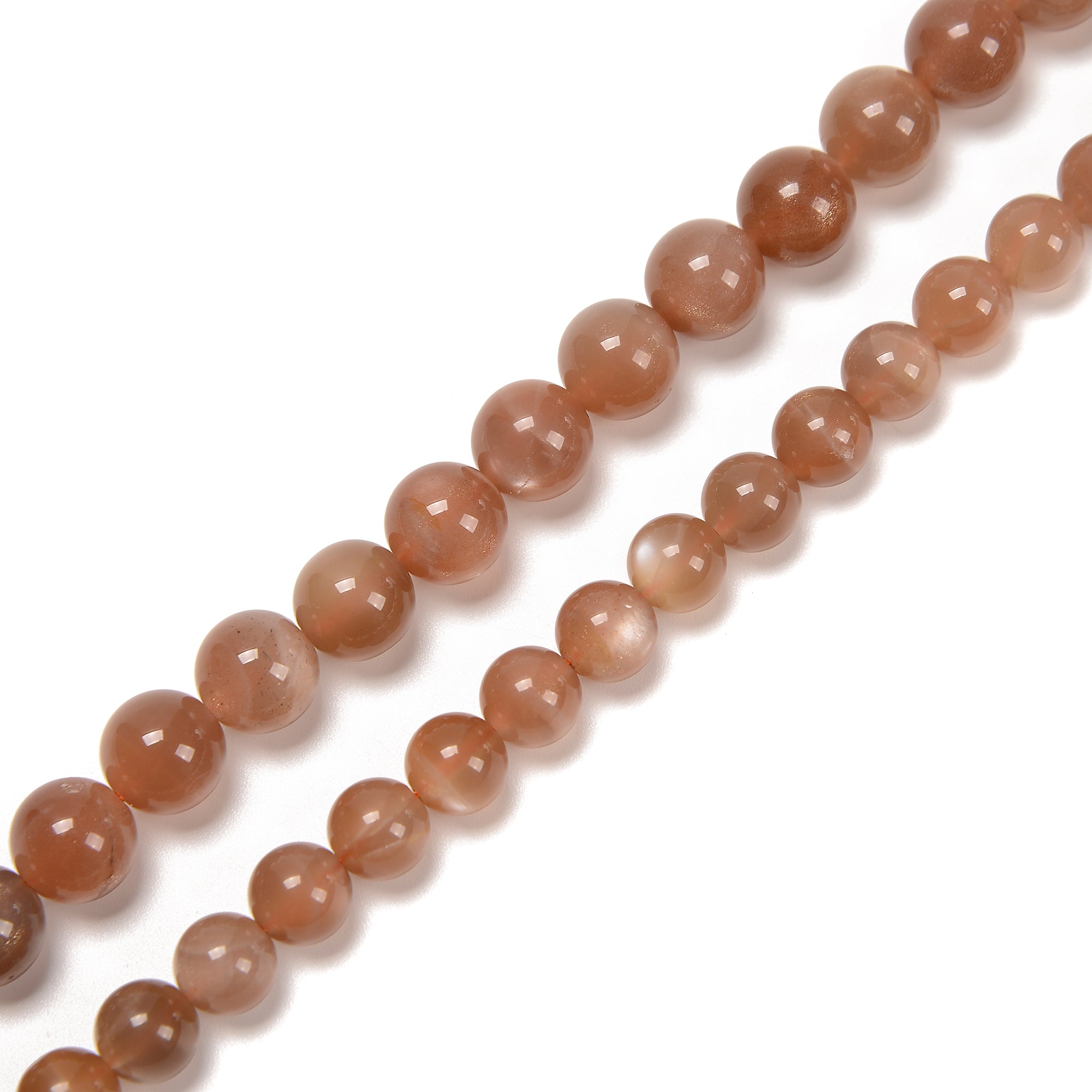 Premium 8mm 10mm 12mm 15.5mm Peach Moonstone Round Beads - Smooth Gemstone Beads for Jewelry Making, DIY Bracelets, Necklaces & Healing Crystal Crafts