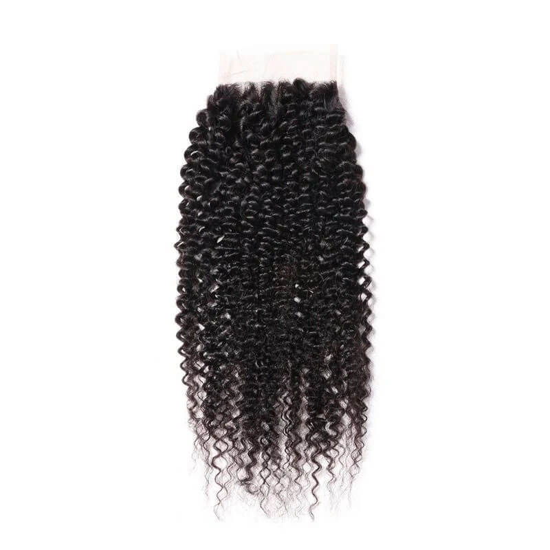 Eullair Kinky Curly Hair Bundles with Lace Closure - 3/4 PCS Human Hair Weave Bundles with 4x4 5x5 2x6 Lace Closure - Perfect for Natural Hairstyles, Weaves & Protective Styling