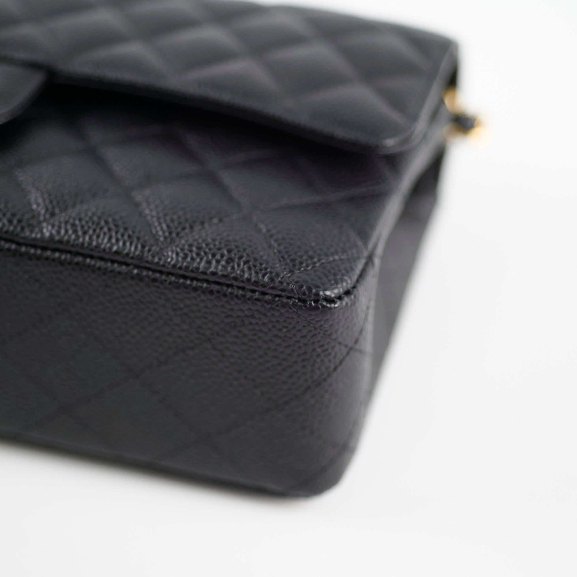 Chanel Medium/Large Caviar Leather Double Classic Flap Bag Black with Microchip - Luxury Designer Handbag for Women, Perfect for Work, Evening Events & Special Occasions