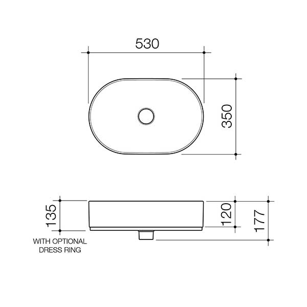 Caroma Liano II 530mm Above Counter Bathroom Sink - Matte Speckled Finish for Modern Vanities | Perfect for Contemporary Home & Commercial Restroom Designs