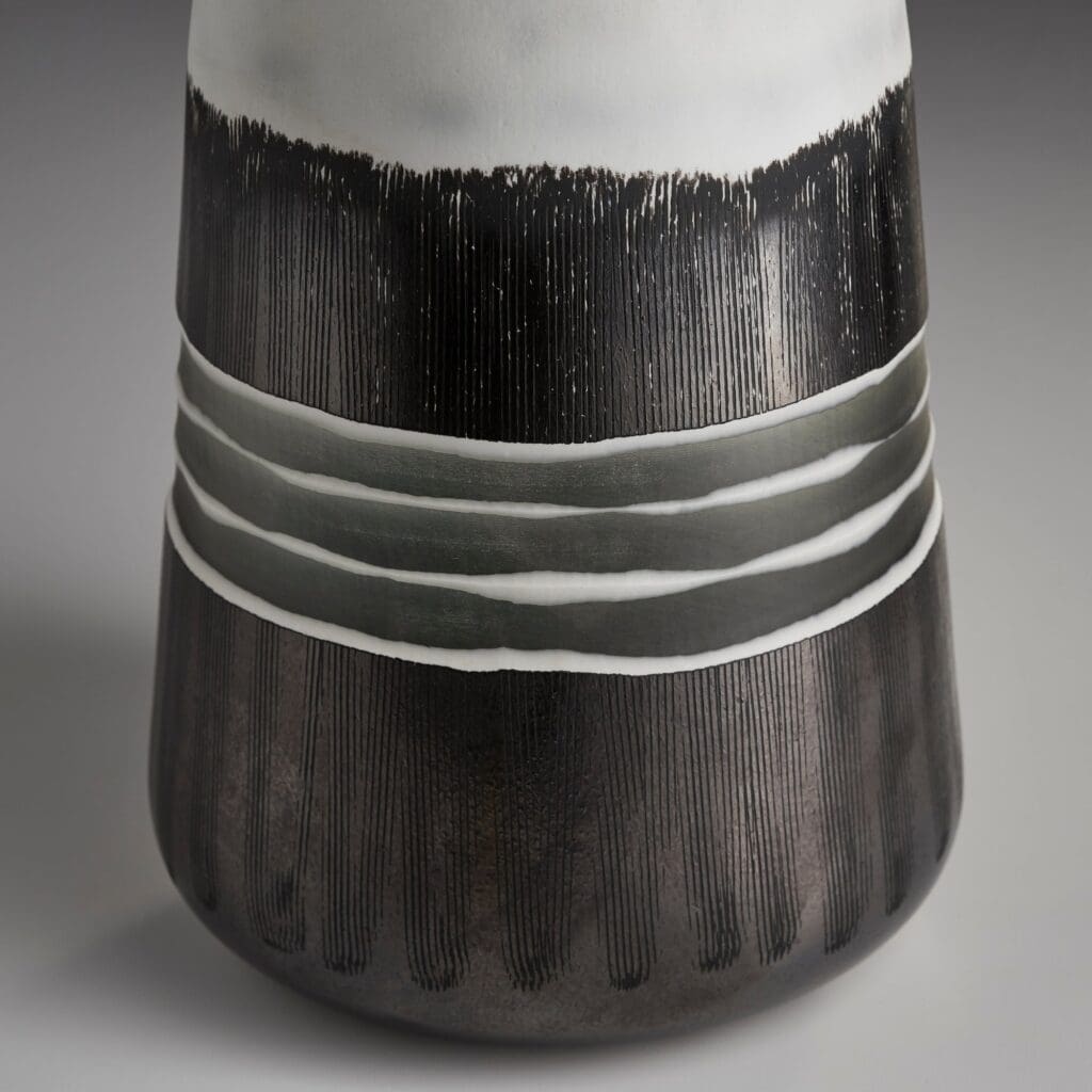 Cyan Design 10854 Borneo Vase - Medium Size Black and White Ceramic Vase for Home Decor, Living Room, Dining Table Centerpiece