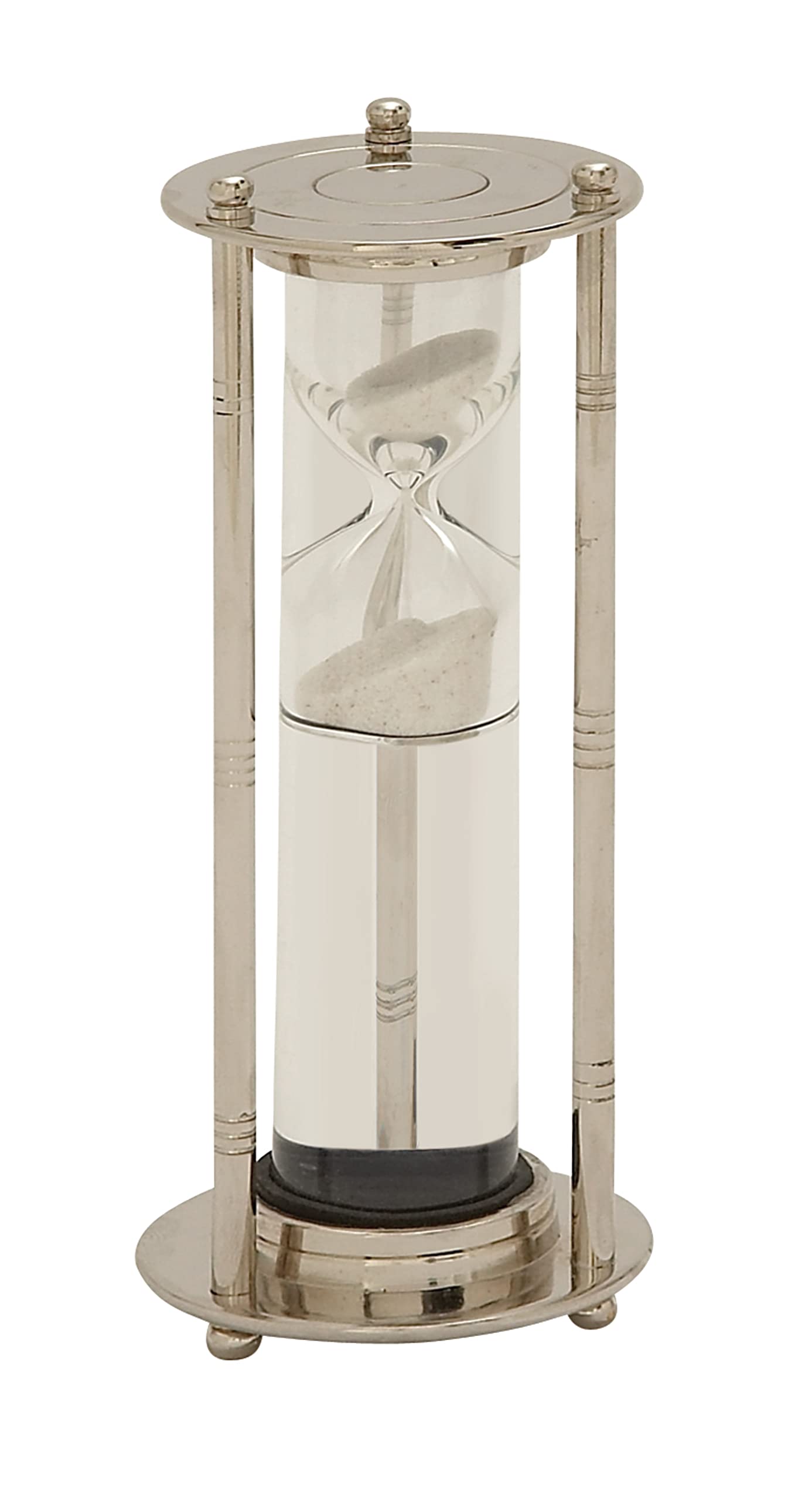 Deco 79 24529 Modern Aluminum & Glass Floating Sand Timer - Hourglass for Home Office Decor, Meditation, Yoga, and Kitchen Timer