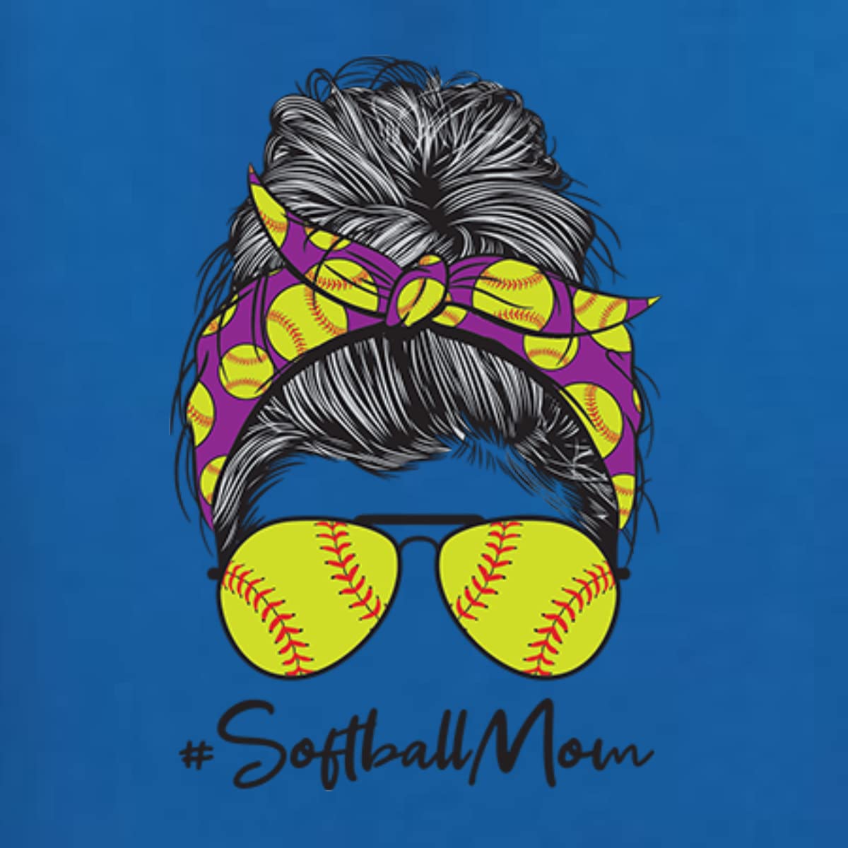 Wild Bobby Messy Bun Softball Mom Graphic Sweatshirt - Unisex Crewneck for Sports Lovers, Mother's Day Gift - Perfect for Game Day, Team Events & Casual Wear