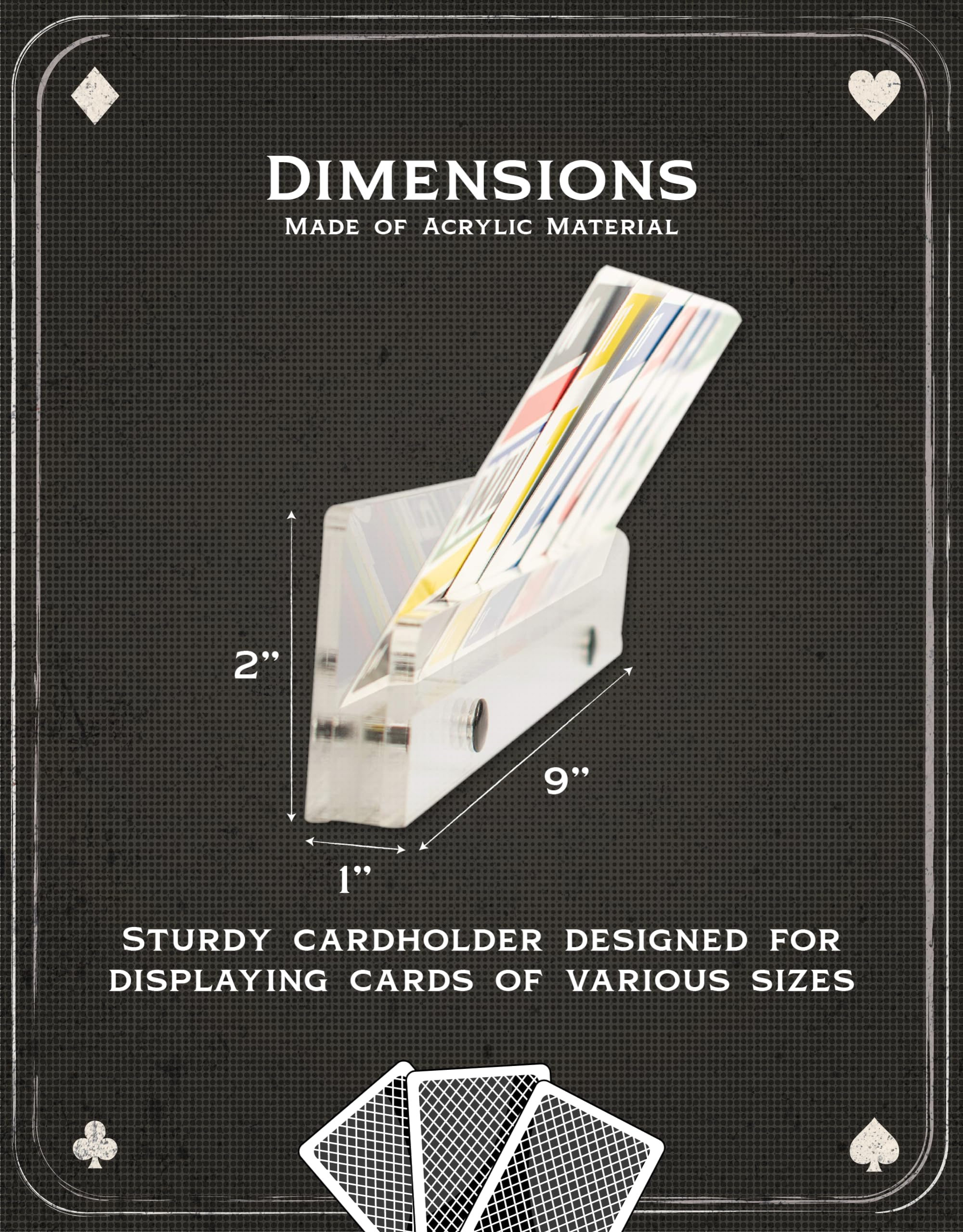 Arcane Vault - 9-Inch Acrylic Card Holder for Collectible Trading Cards, Self-Supporting Upright Display Stand, 9” x 2” x 1” Size - Perfect for MTG, Pokemon, and Board Game Card Organization & Storage