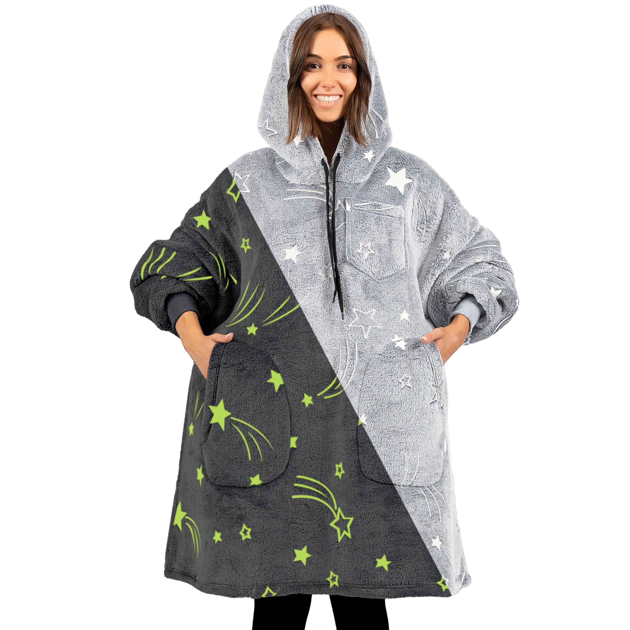 PAVILIA Women's Sherpa Wearable Blanket Hoodie - Oversized Fleece Hooded Sweatshirt for Men & Women | Cozy Lounge Wear for Movie Nights, Camping & Home Relaxation