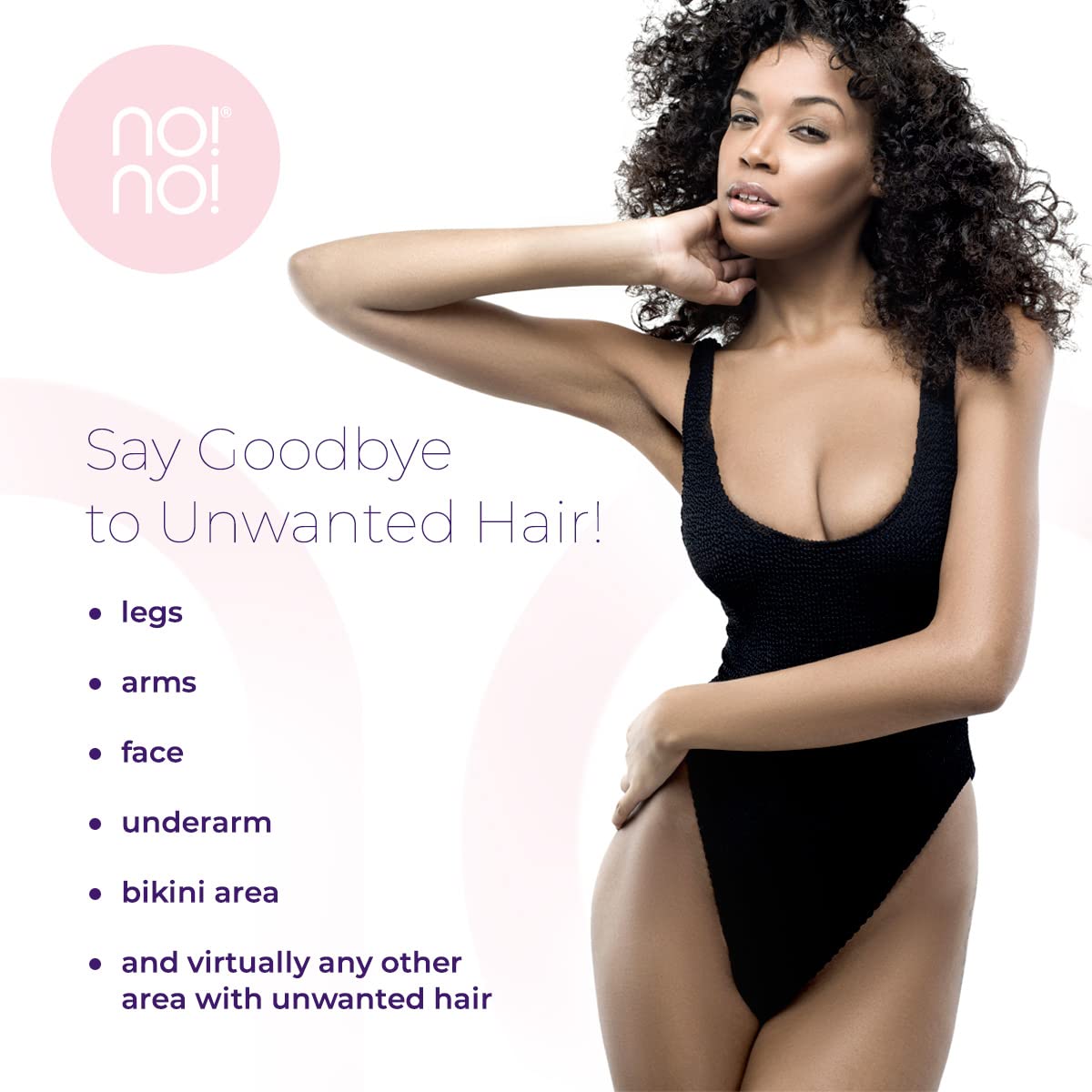 NO!NO! Pro Hair Removal Device Basic Kit - Permanent Hair Removal System for Women & Men with Buffer & Tip Attachments - Painless Facial & Body Hair Remover (Pink) - At-Home Salon Smooth Skin Solution for Legs, Bikini Line & Underarms