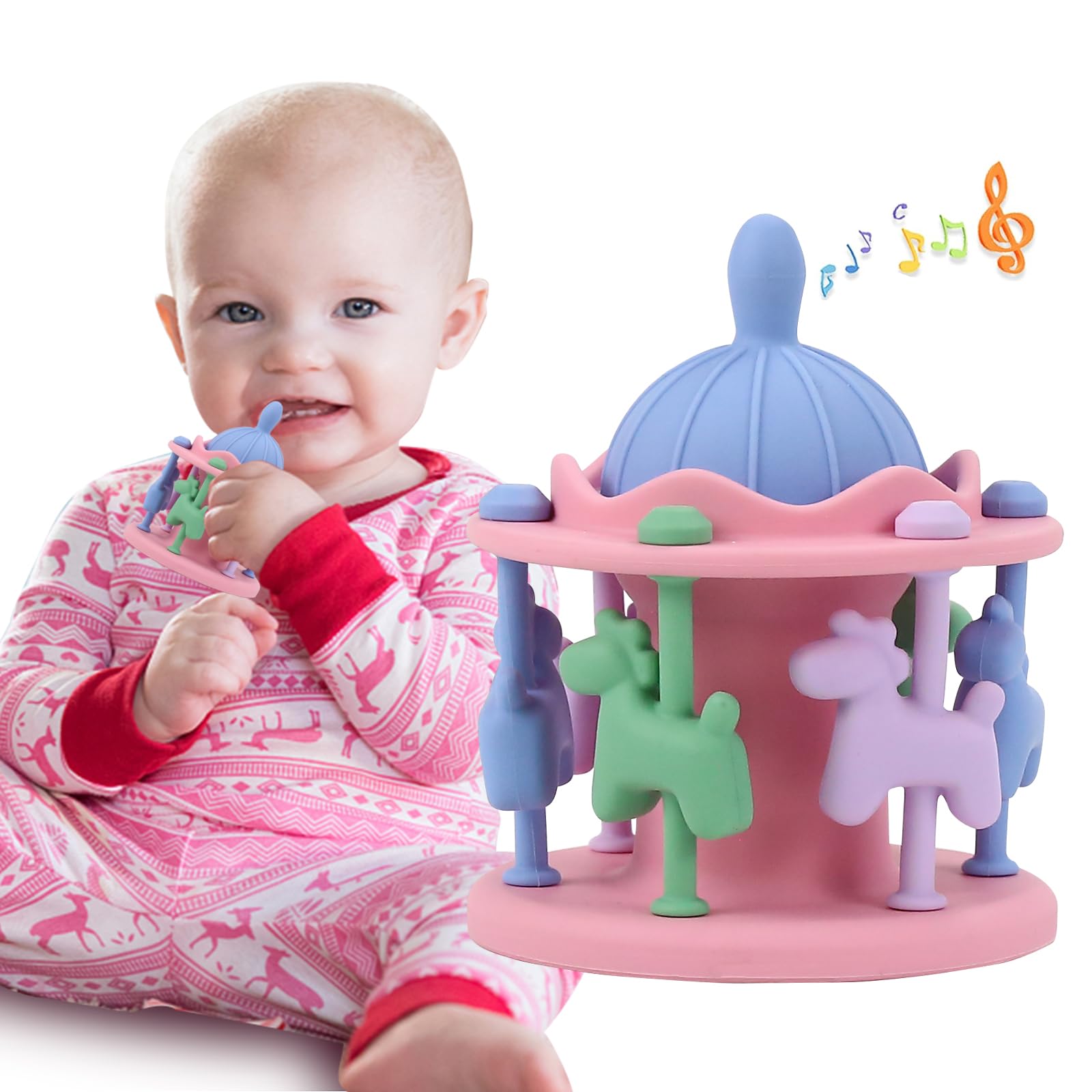 DDMY Silicone Baby Teether Toy - Safe for 0-12 Months, Perfect Gift for Girls & Boys - Great for Teething Relief & Playtime