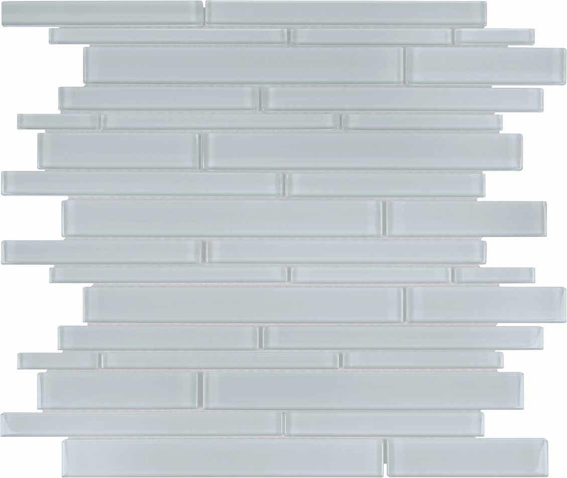 Soft Blue Glass Mosaic Tile Strip - Peel and Stick Backsplash for Kitchen & Bathroom Decor
