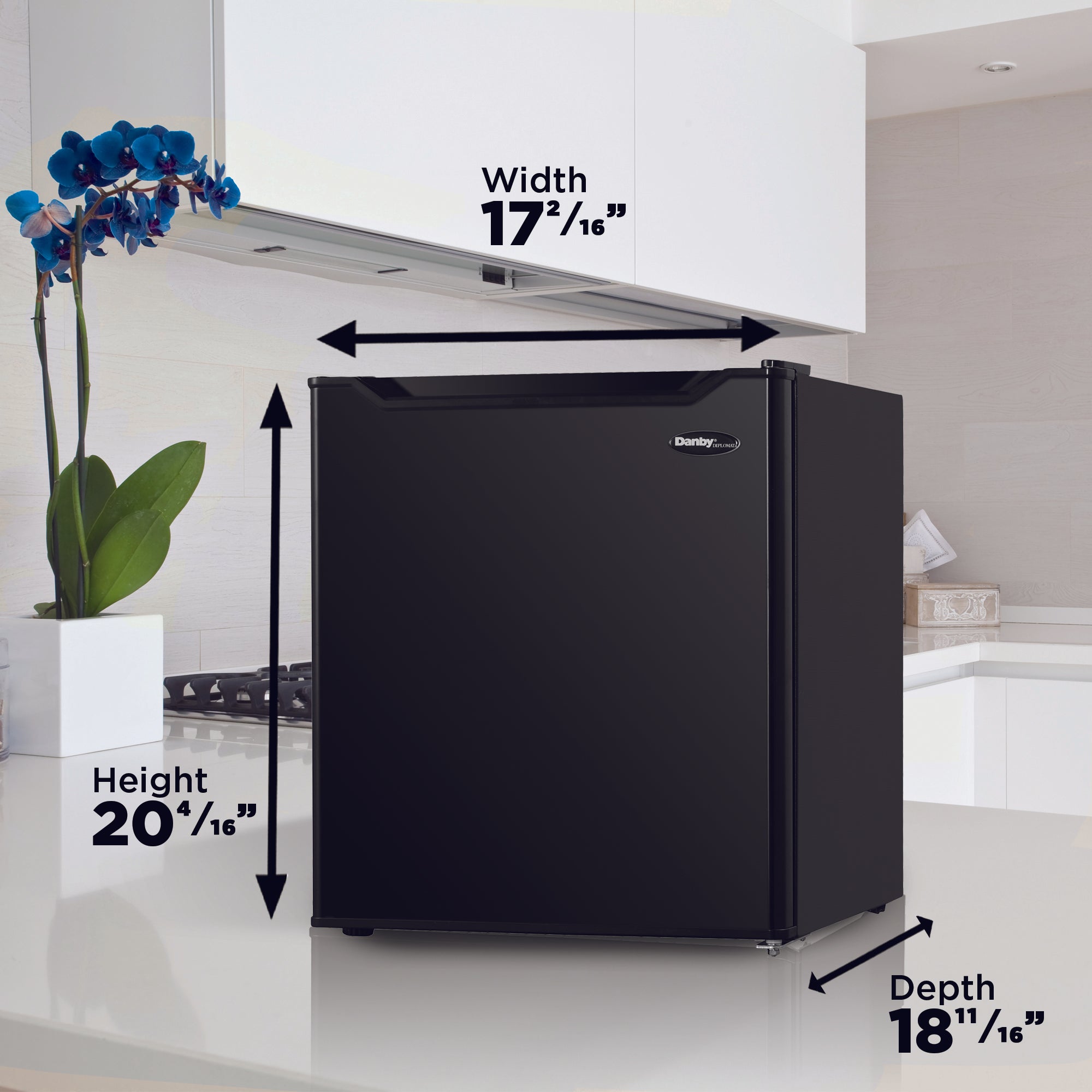 Danby DAR016B1BM 1.6 cu ft Compact Mini Refrigerator - Black Energy Efficient Small Fridge for Dorm, Office, Bedroom & Apartment - Perfect for Drinks, Snacks & Personal Food Storage