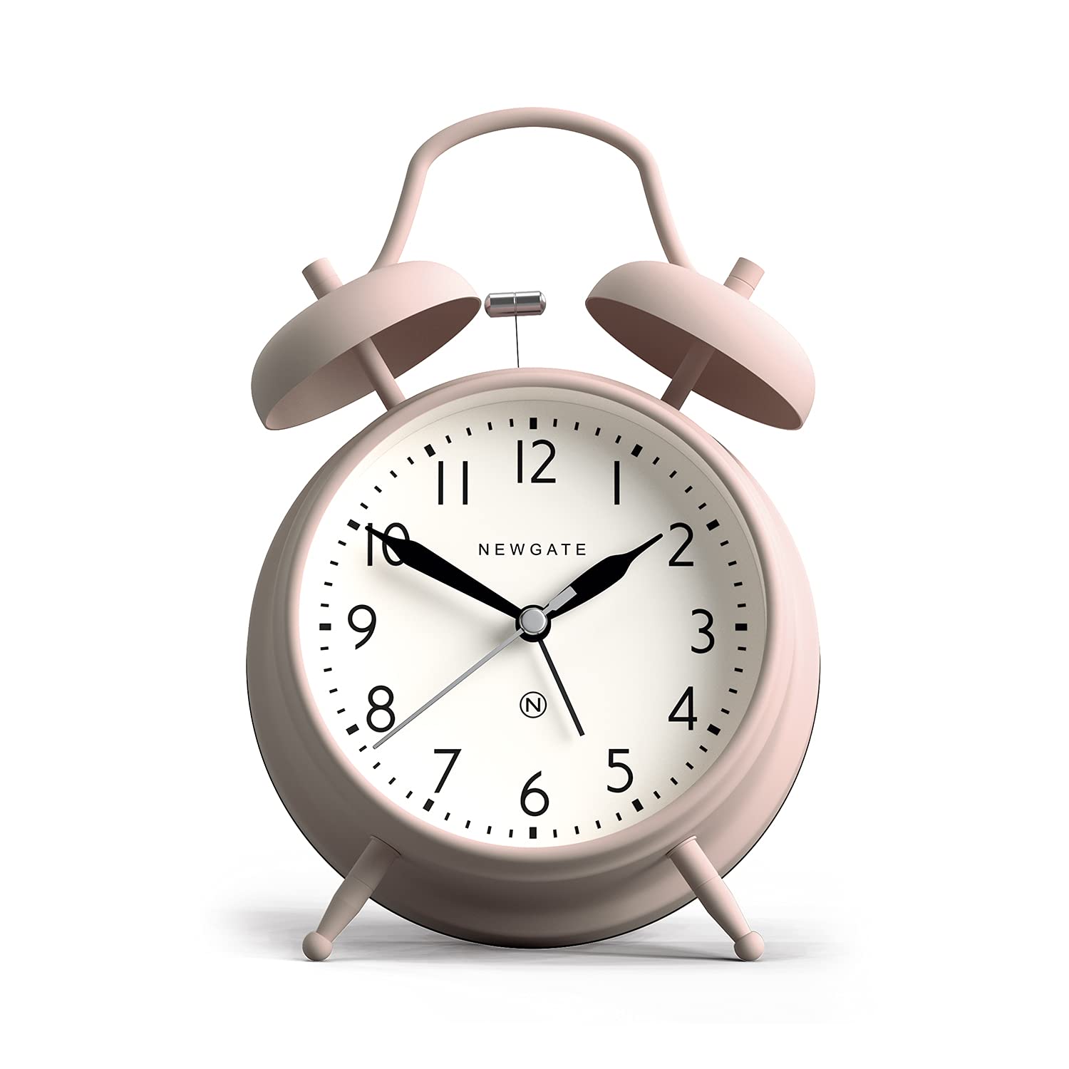 NEWGATE® Classic Twin Bell Alarm Clock - Vintage Metal Alarm Clock for Bedroom & Desk - Retro Style Traditional Alarm Clock in Pink - Perfect for Home, Office, and Travel Use
