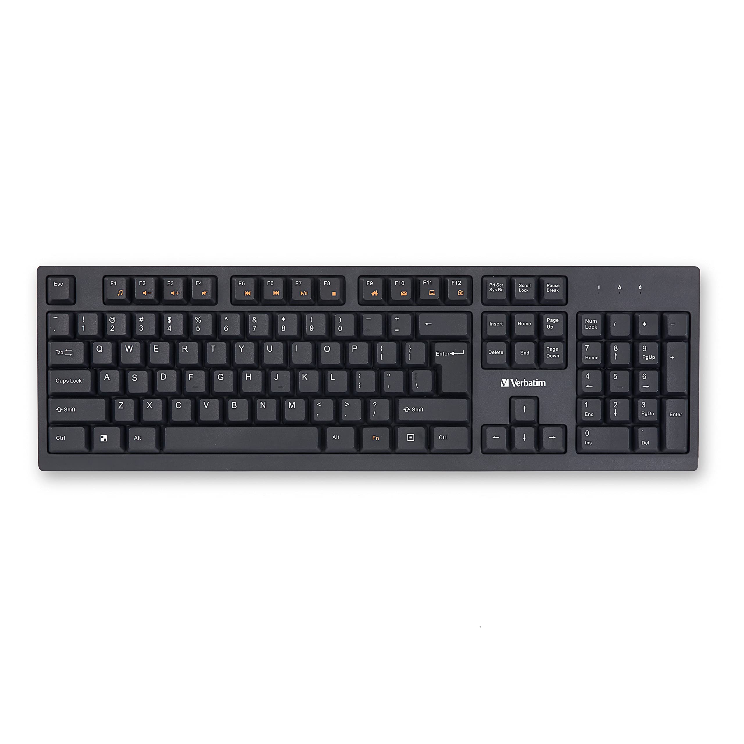 Verbatim Slimline Wireless Keyboard with Numeric Keypad - 2.4GHz USB Plug-and-Play, Adjustable Tilt Legs, Full-Size Design for PC & Laptop - Black (Frustration Free Packaging) - Perfect for Office Work, Gaming, and Home Computing