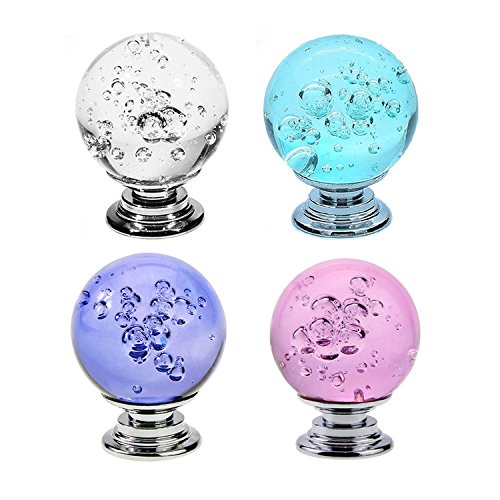 Elegant Purple Crystal Glass Ball Cabinet Knobs - Set of 12 for Kitchen, Wardrobe, Dresser & Drawer - Decorative Bubble-Shaped Handles for Home & Office Furniture Upgrade