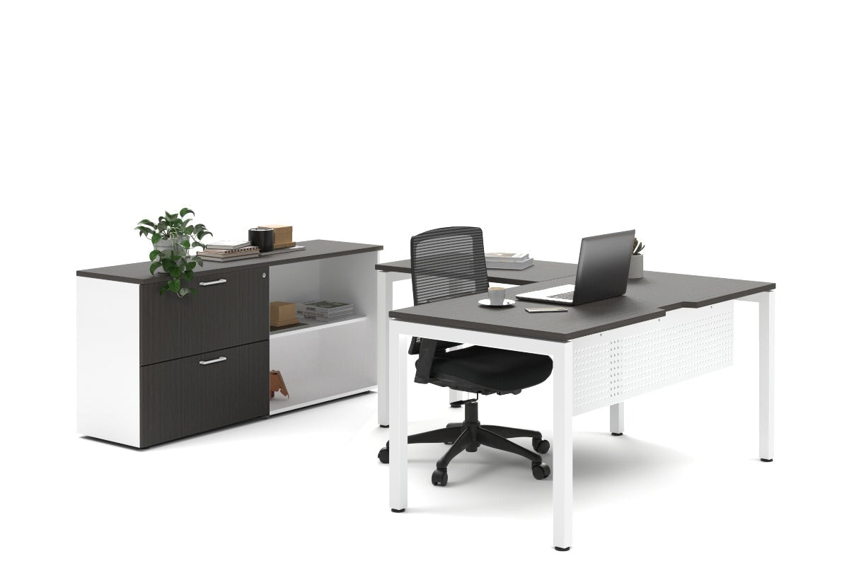 Quadro Square Legs L-Shaped Executive Desk with White Legs [1800L x 1700W] - Perfect for Home Office, Modern Workspace & Executive Suites