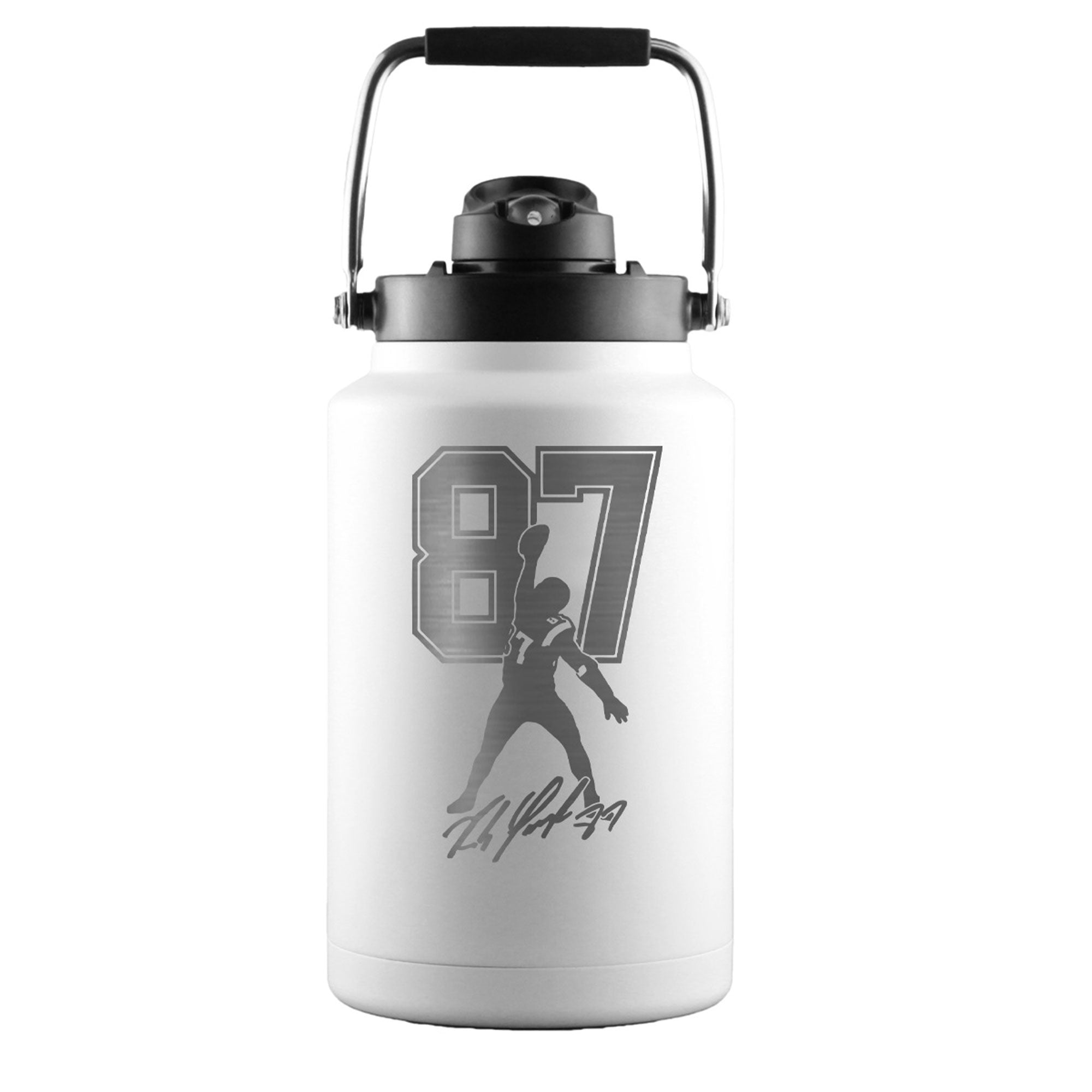 Gronk Signature Edition 1 Gallon Water Bottle - White | Large Insulated Jug for Sports, Gym & Outdoor Activities