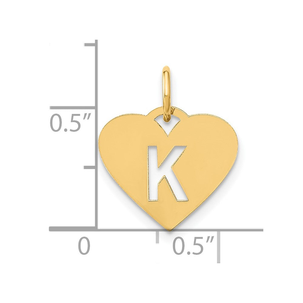 14K Gold Heart Cutout Letter K Pendant Necklace for Women - Elegant Initial Jewelry Gift for Her, Perfect for Birthdays, Anniversaries & Valentine's Day