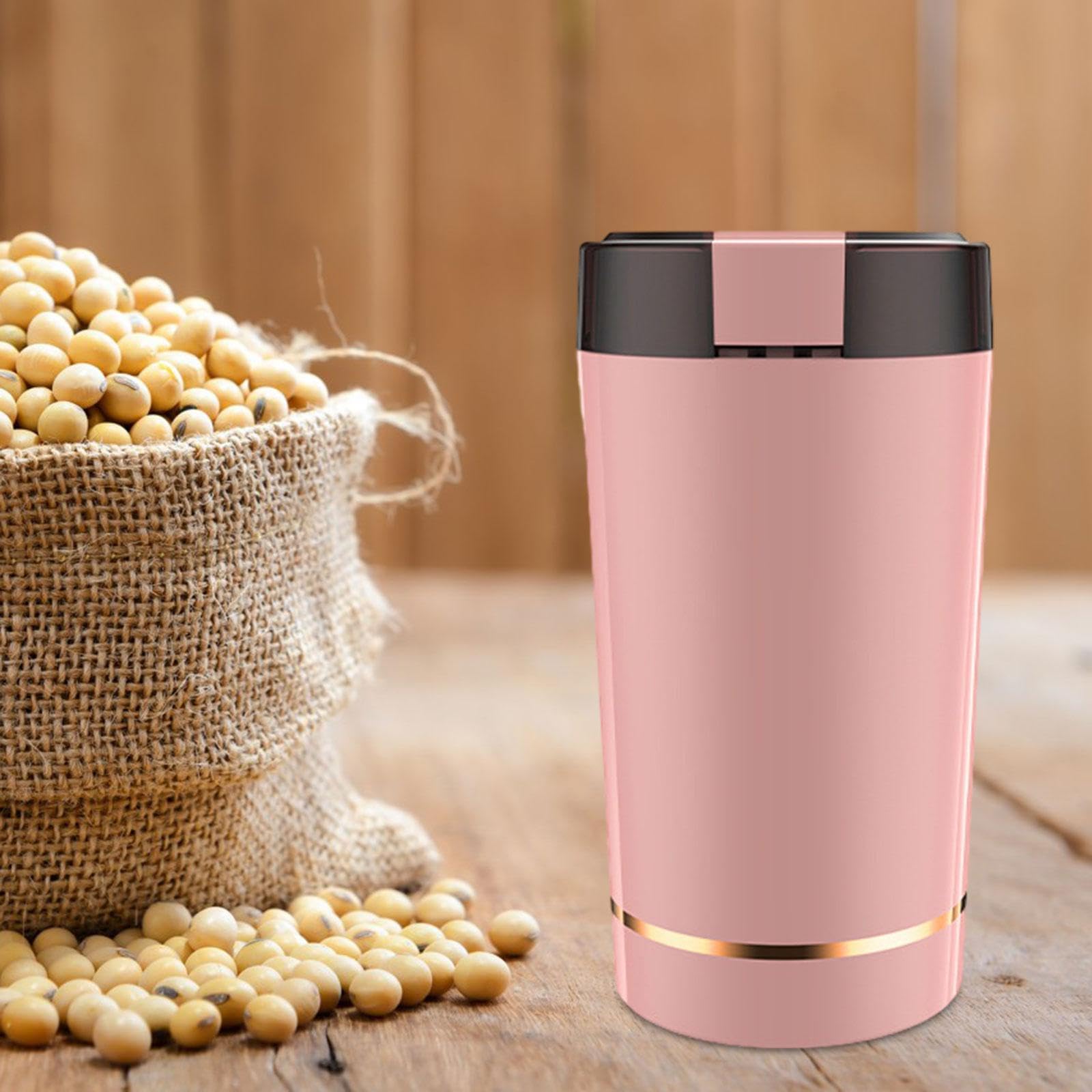 Premium Electric Coffee Grinder - Stainless Steel Blade for Coffee Beans & Spices, 220V Fast Grinding, Easy to Clean - Perfect for Home, Office & Kitchen Use (Pink)