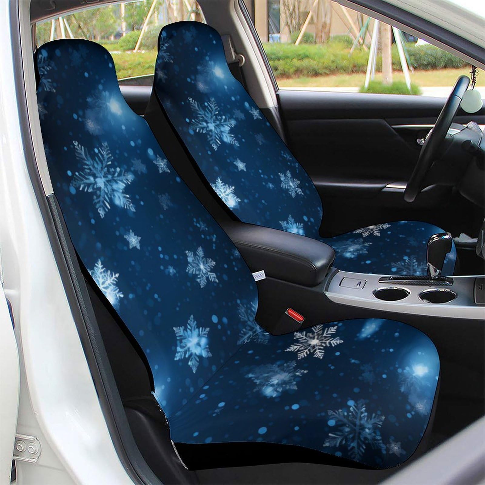 Universal Snowflake Car Seat Covers - 2PCS Front Seat Protectors for Cars & Trucks | Winter-Ready Interior Accessories for Comfort & Style
