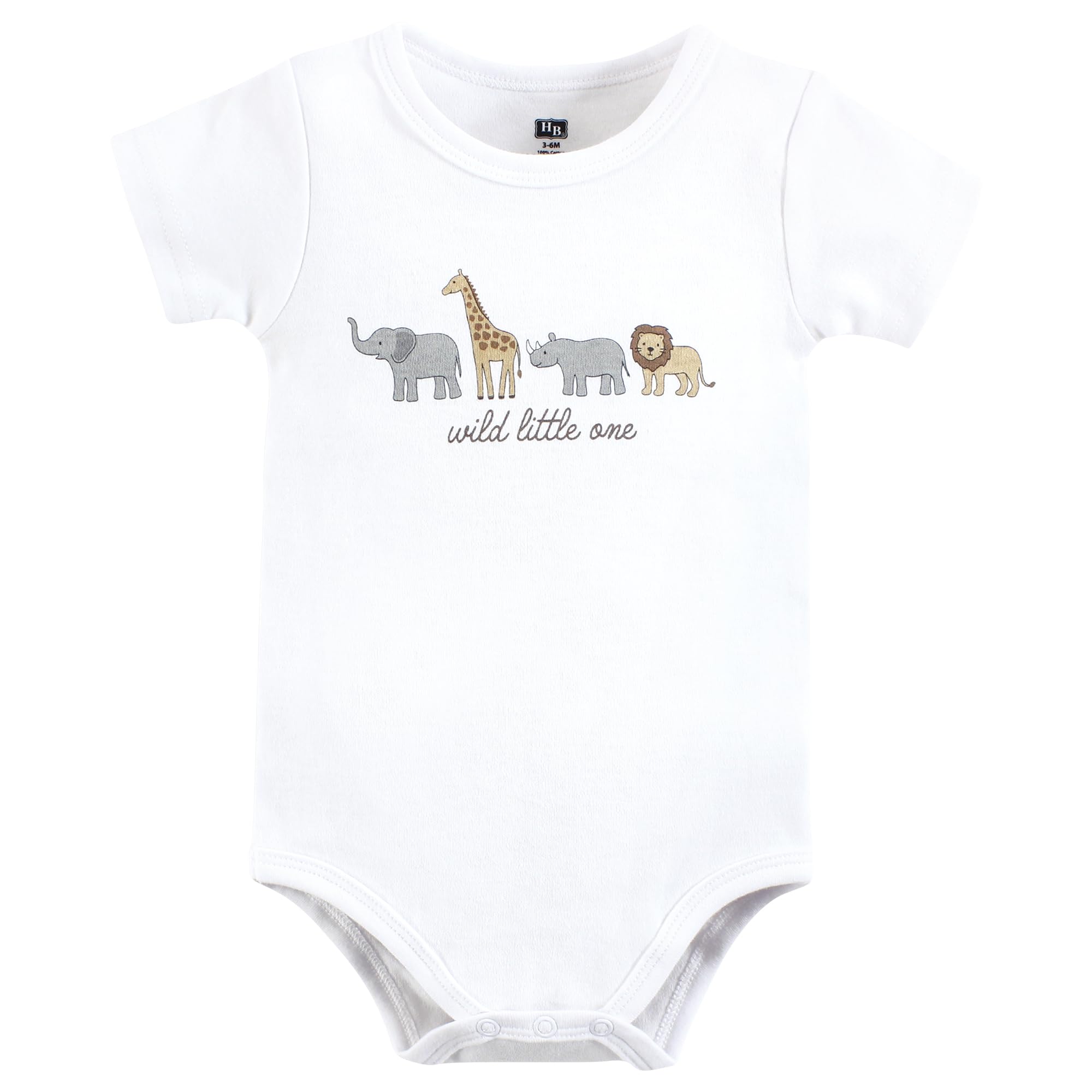 Hudson Baby Unisex Baby Bodysuit, Short Sleeve Romper & Socks Set - Wild Little One Print - 12-18 Months - Soft Cotton Outfit for Playtime, Daycare & Photo Shoots