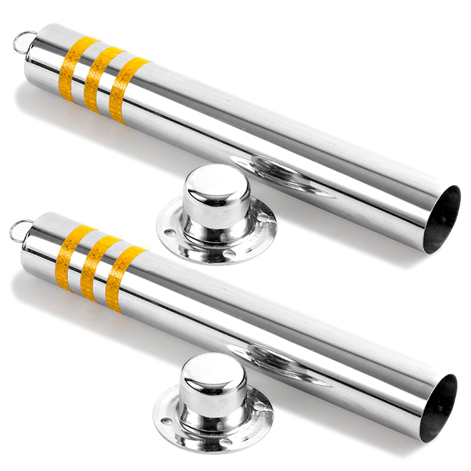 2-Pack Stainless Steel Security Bollards for Driveways & Parking Lots - 800x76mm Reflective Parking Posts with Durable Anti-Corrosion Design - Perfect for Home Security, Commercial Properties & Road Safety Marking