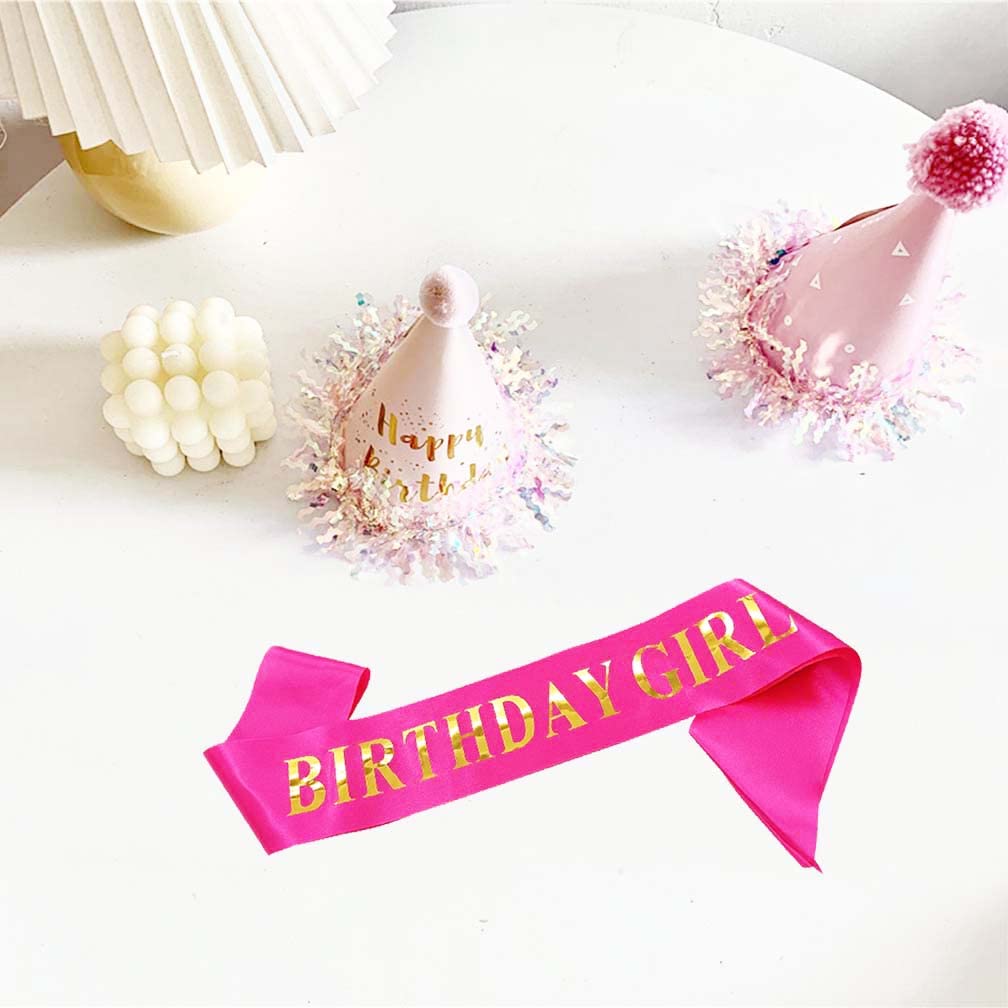 MGJSRNH Birthday Girl Sash with Gold Foil - Soft Pink Satin Women's Birthday Sash for Sweet 16, 18, 21, 25, 30, 40, 50 - Perfect for Bachelorette Parties, Birthday Celebrations & Special Occasions