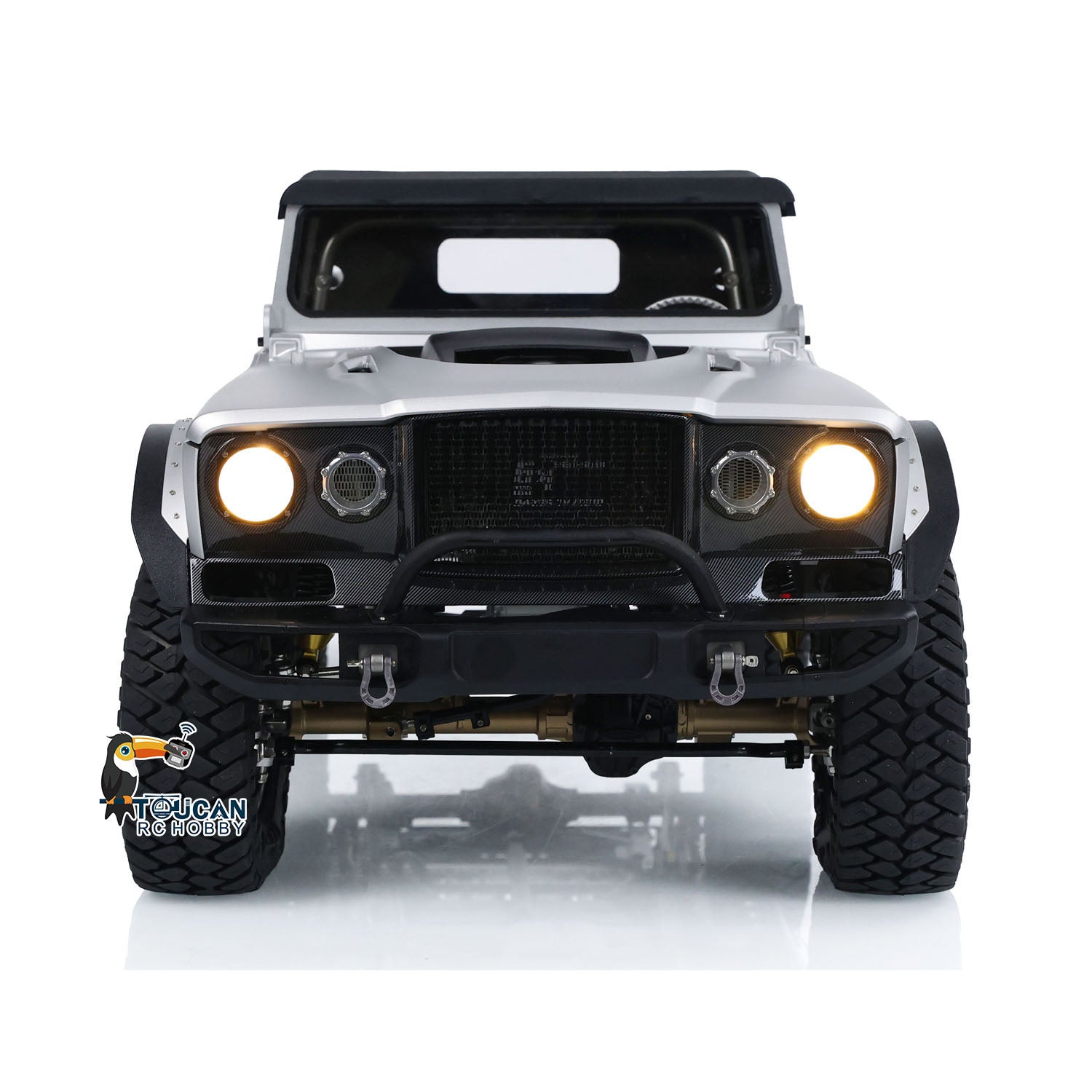 TWOLF 1/8 Scale M715 RTR RC Rock Crawler Truck - 4WD Off-Road Remote Control Car with Metal Chassis, LED Lights & Smoke Simulation | Ideal for Trail Crawling, Backyard Adventures & RC Enthusiasts