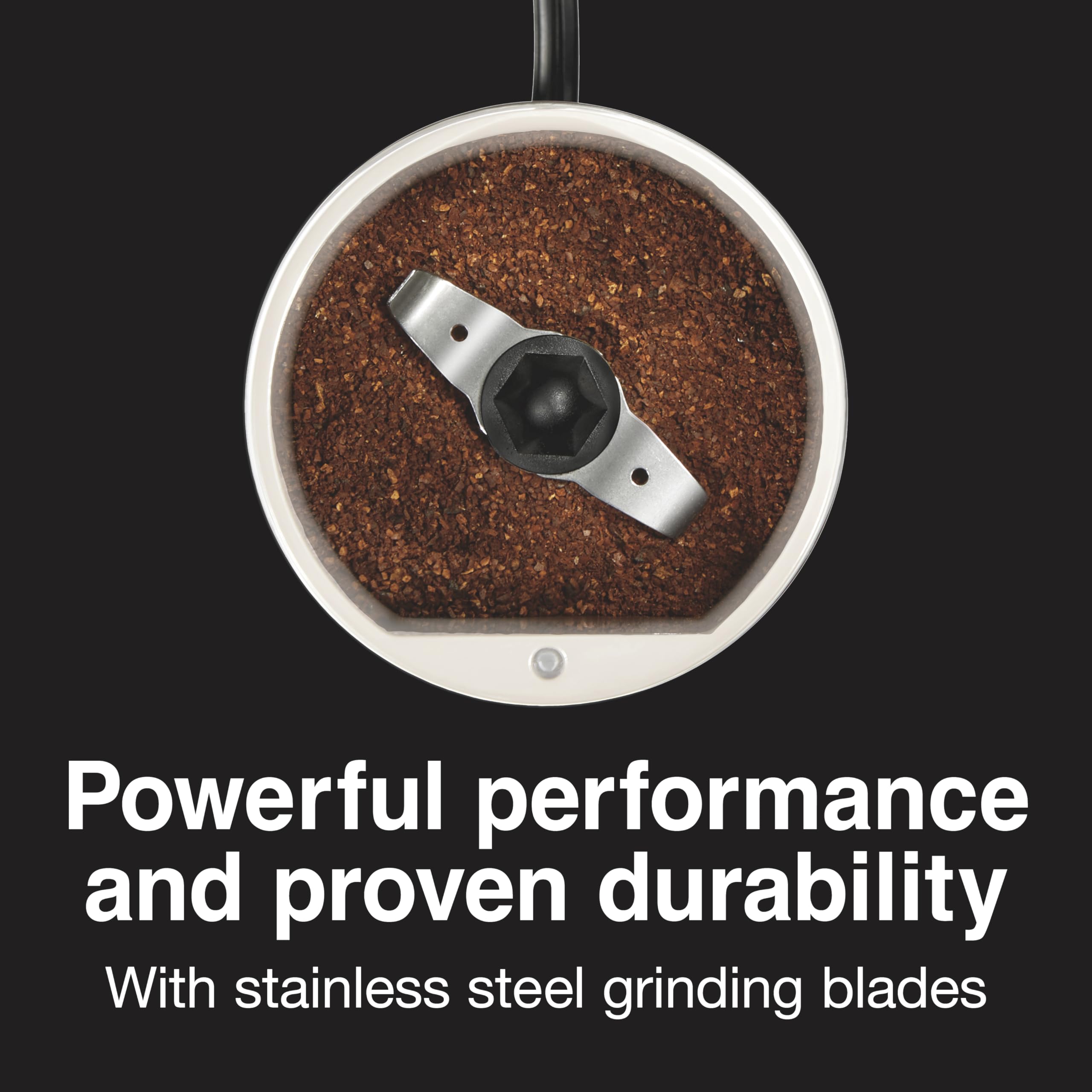 Proctor Silex Electric Coffee Grinder - Stainless Steel Blades for Beans, Spices & Herbs - 12 Cup Capacity - White - Perfect for Home, Office & Coffee Shops