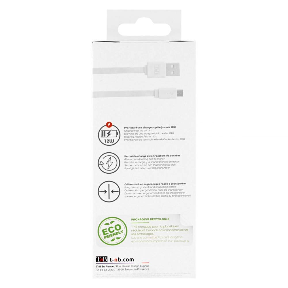 Premium T 'nB cbmusb03bk USB to Micro USB Cable - 0.3m/1ft Fast Charging & Data Sync Cord for Samsung, LG, Sony & More - Perfect for Home, Office & Car Charging